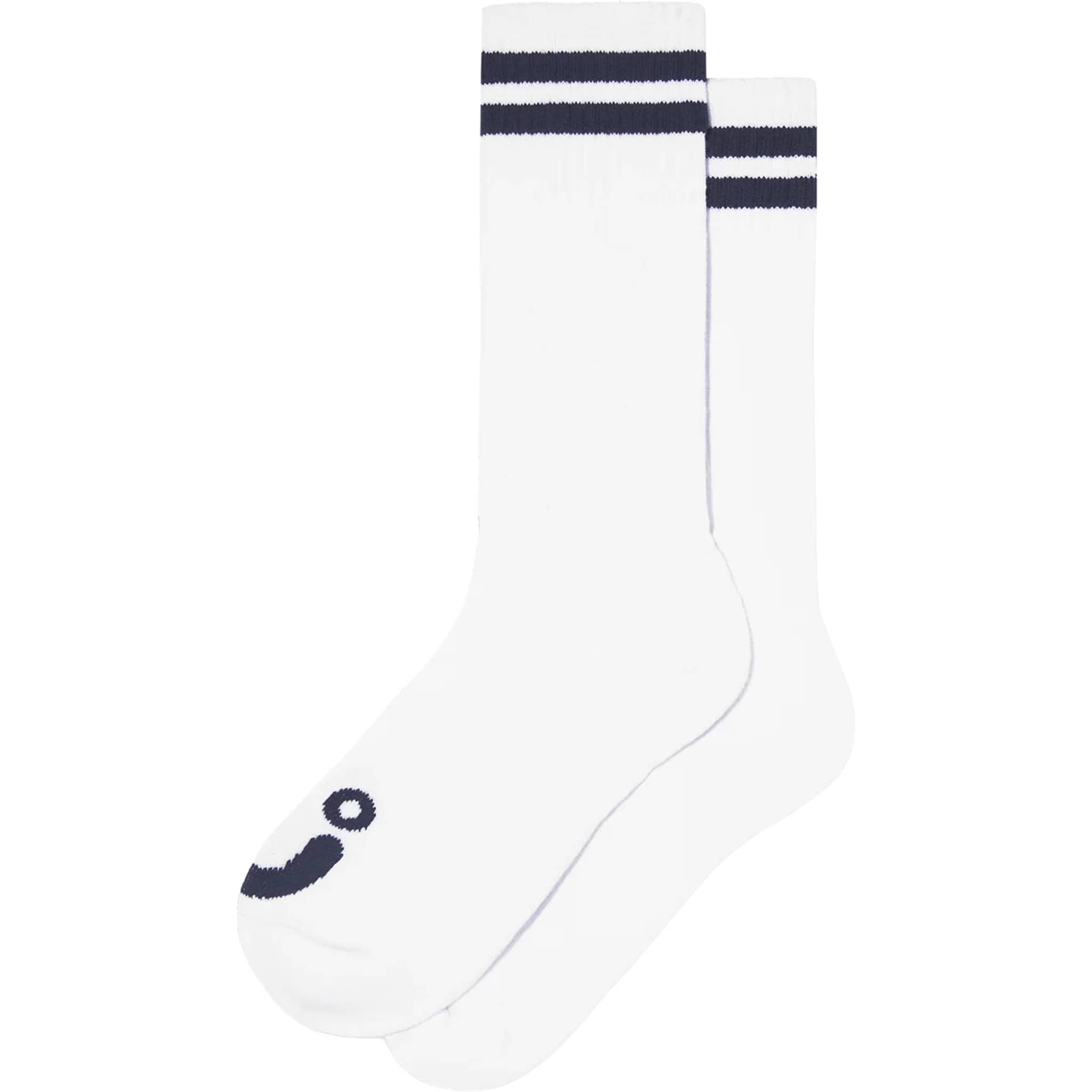 Polar Rib Socks Long Happy Sad White Navy Socks