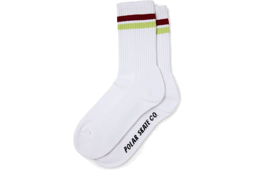 Polar Stripe Socks White Red Chartreuse Socks