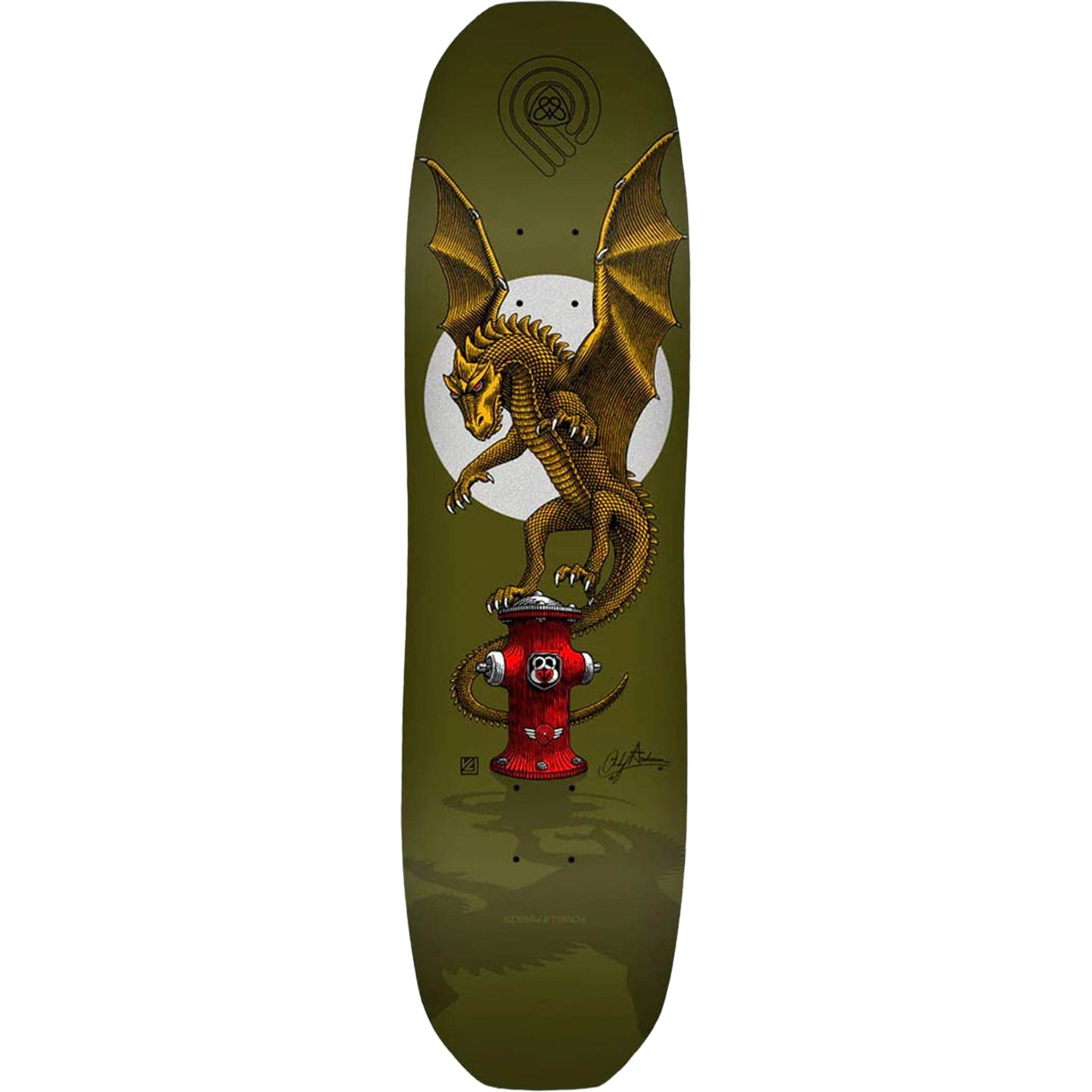 Powell Peralta Anderson Hydrant Skateboard Deck Olive 8.4" Skateboard