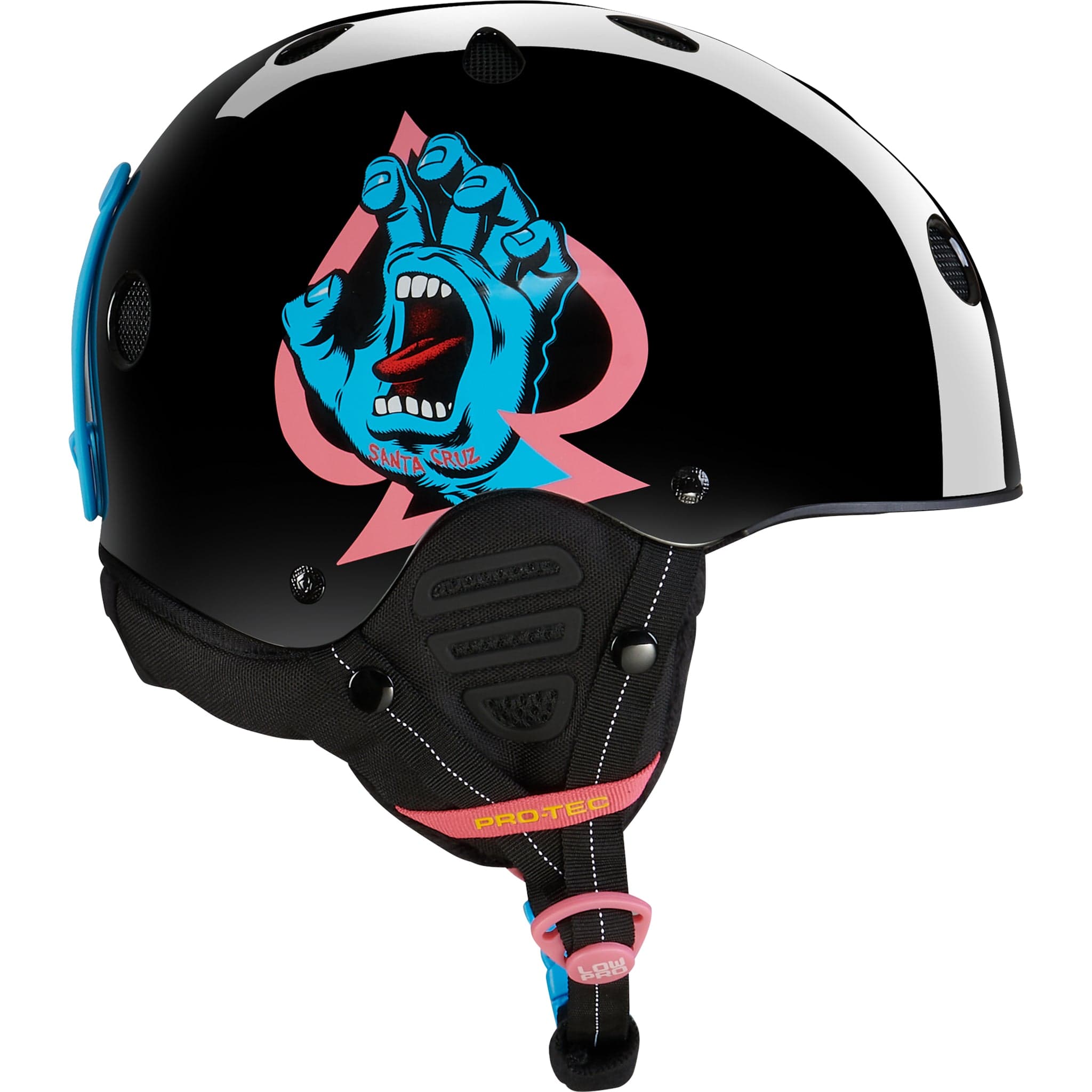 Pro-Tec Low Pro Certified Snow Helmet Santa Cruz Gloss Black Snowboard Helmet