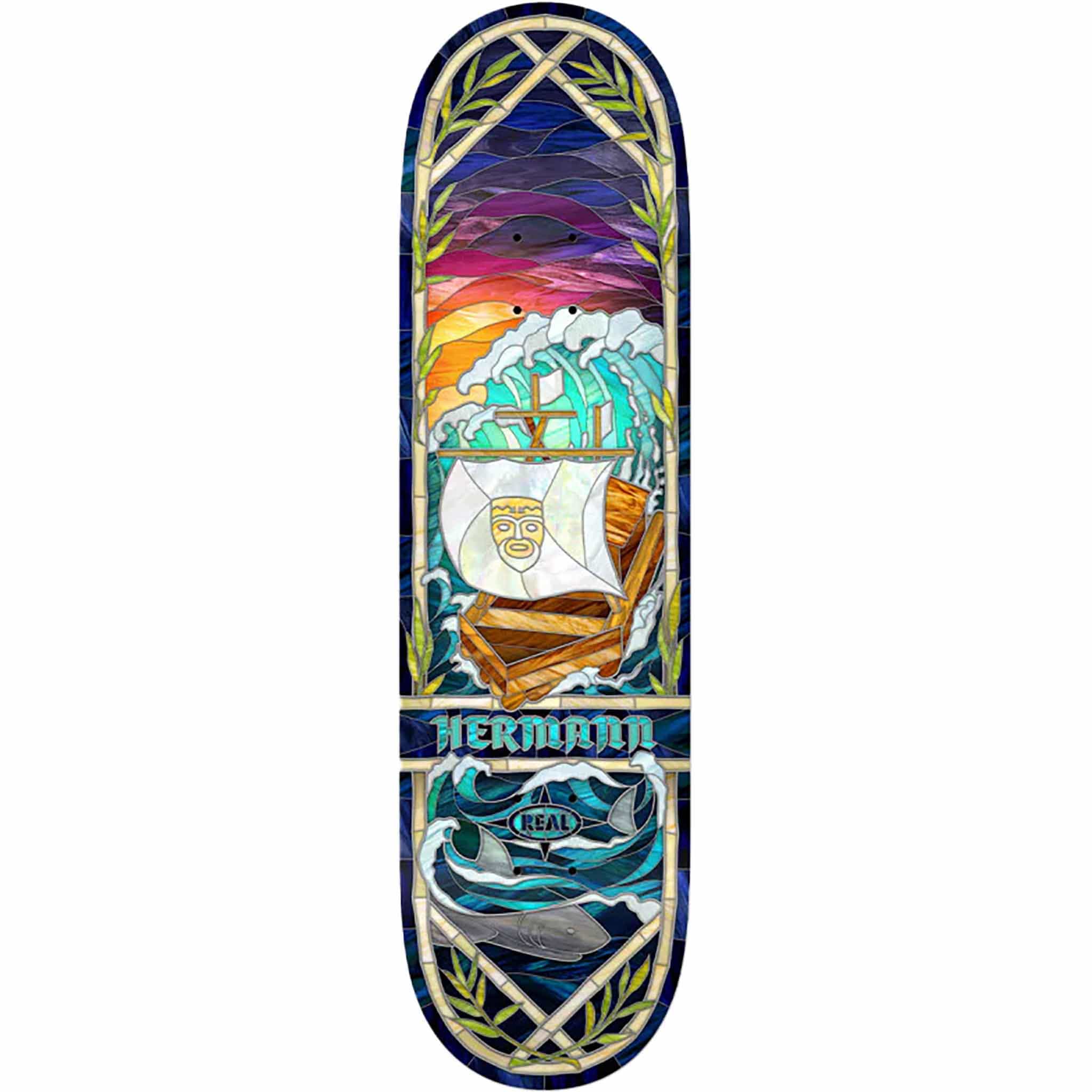 Real Hermann Holographic Rainbow Foil Cathedral 8.38" Skateboard Deck Skateboard
