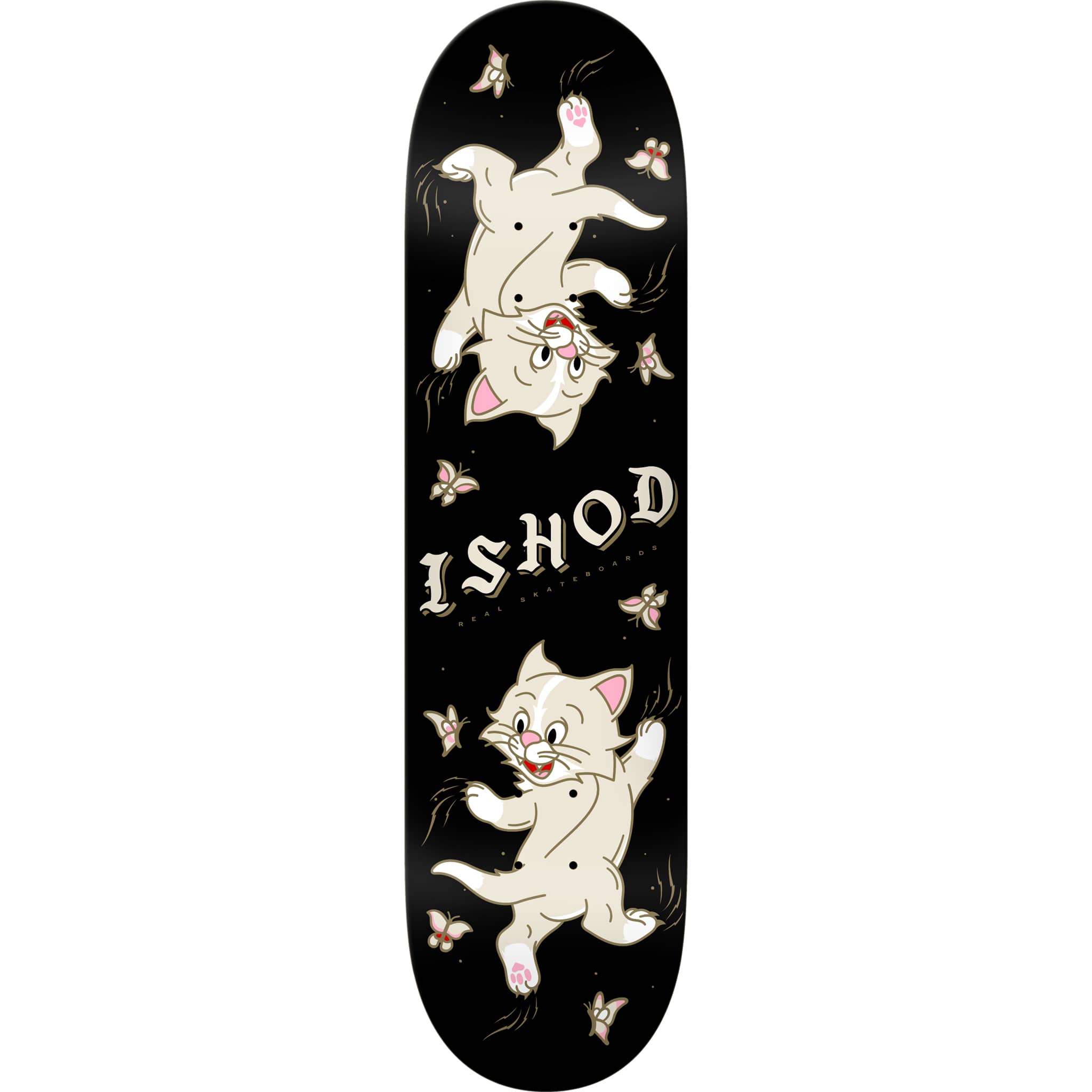 Real Ishod Wair Kitten Scratch Twin Tail Black Skateboard Deck 8.5" Skateboard