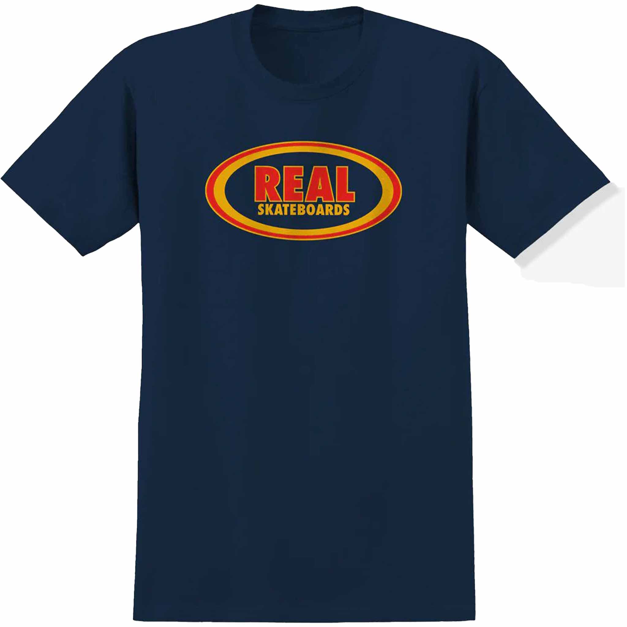 Real Oval Tee True Navy Red Gold T Shirt