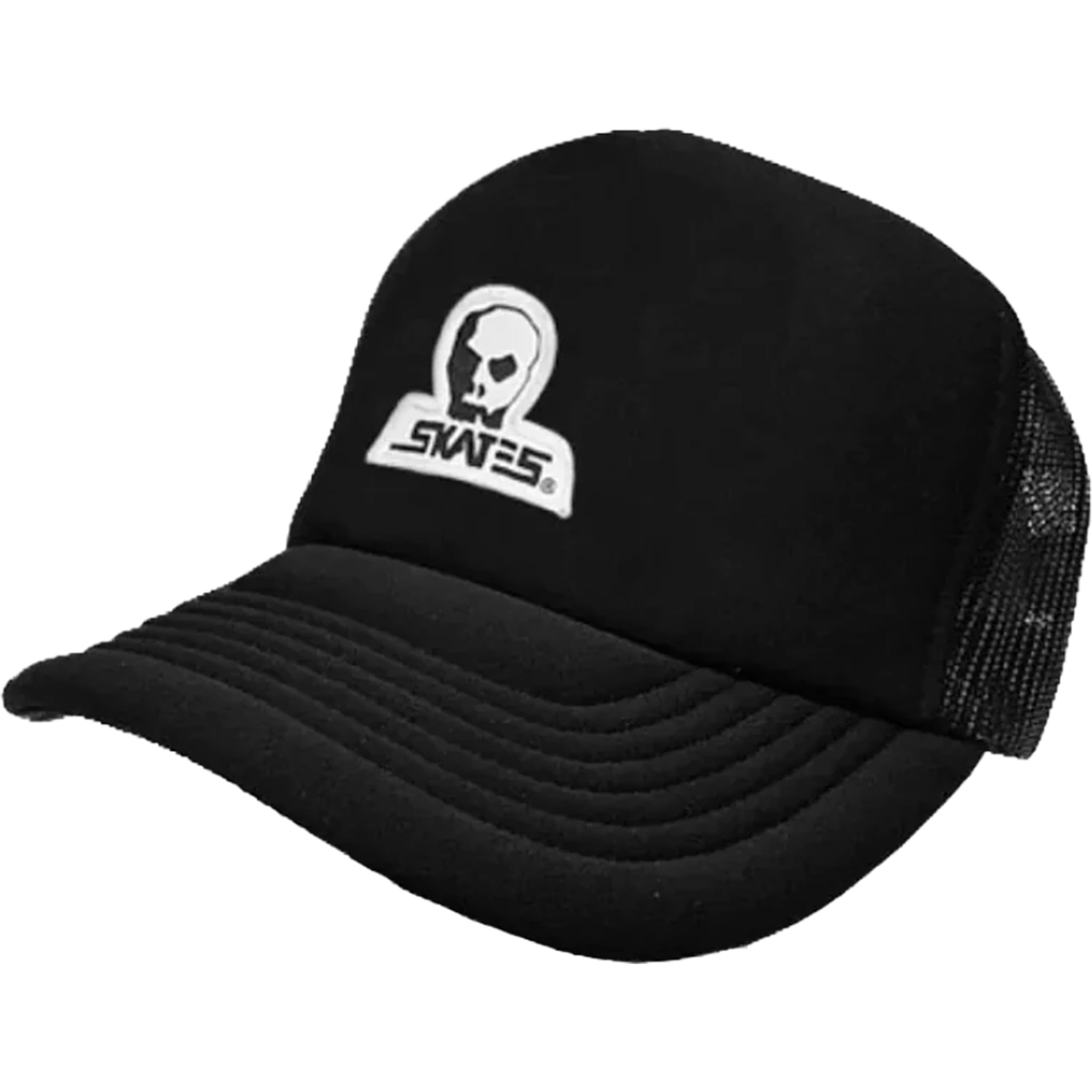 Skull Skates Small Diecut Patch Logo Foam Mesh Trucker Hat Black White Hats