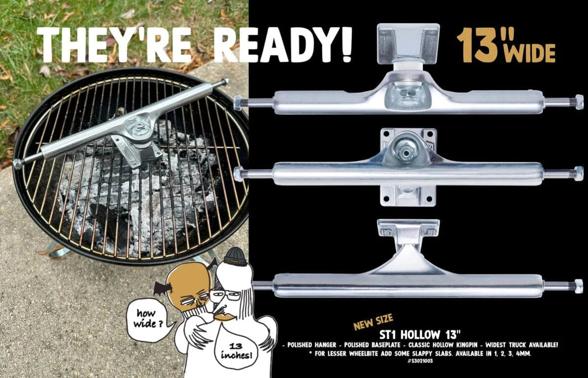 Slappy ST1 Hollow 13" Skateboard Truck Polished Skateboard Trucks