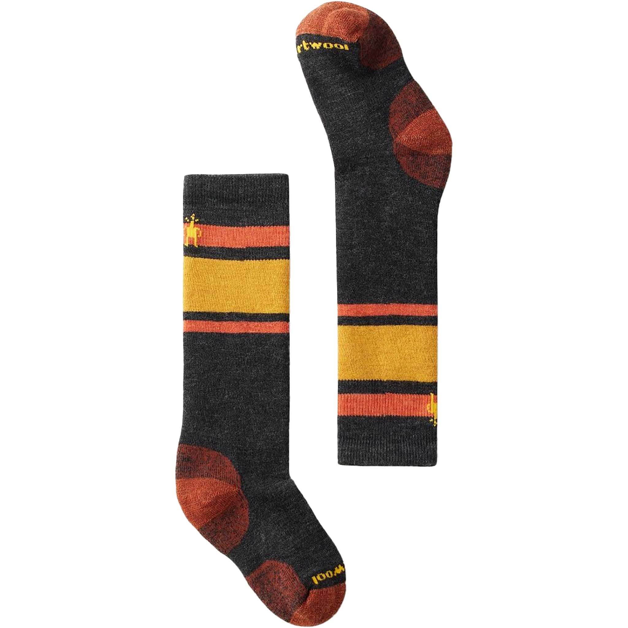 Smartwool Kids Snowboard Full Cushion Stripe OTC Socks Charcoal Snowboard Socks