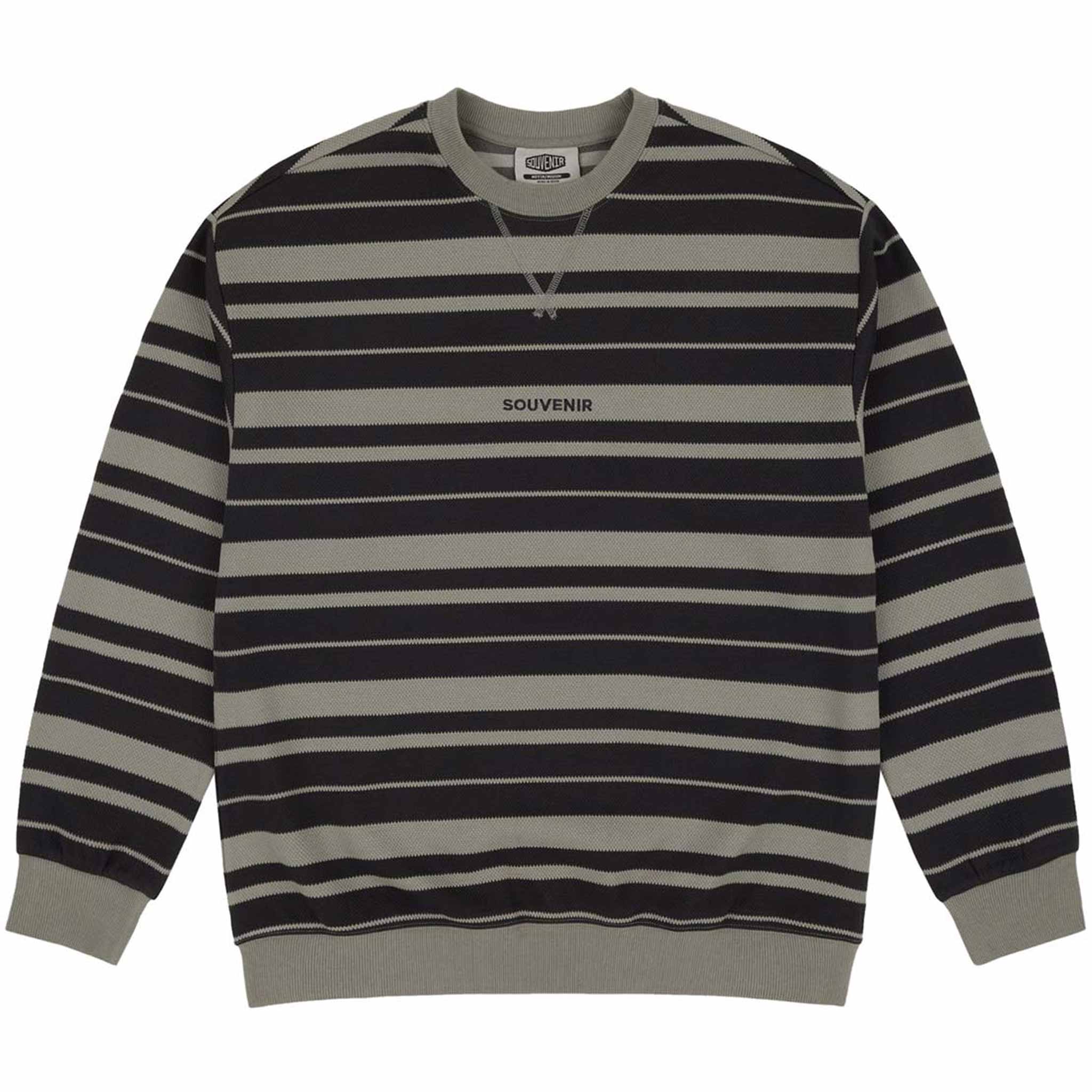 Souvenir Striped Ultra Pique Sweatshirt Charcoal Sweatshirts