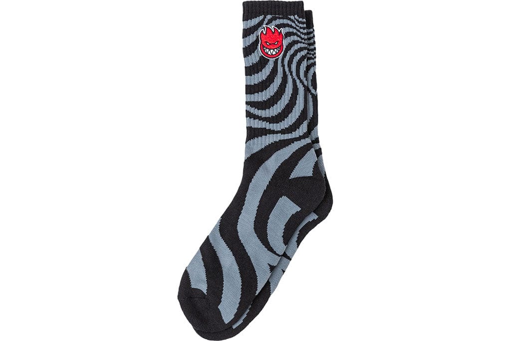 Spitfire Bighead Embroidered Swirl Sock Black Charcoal Socks