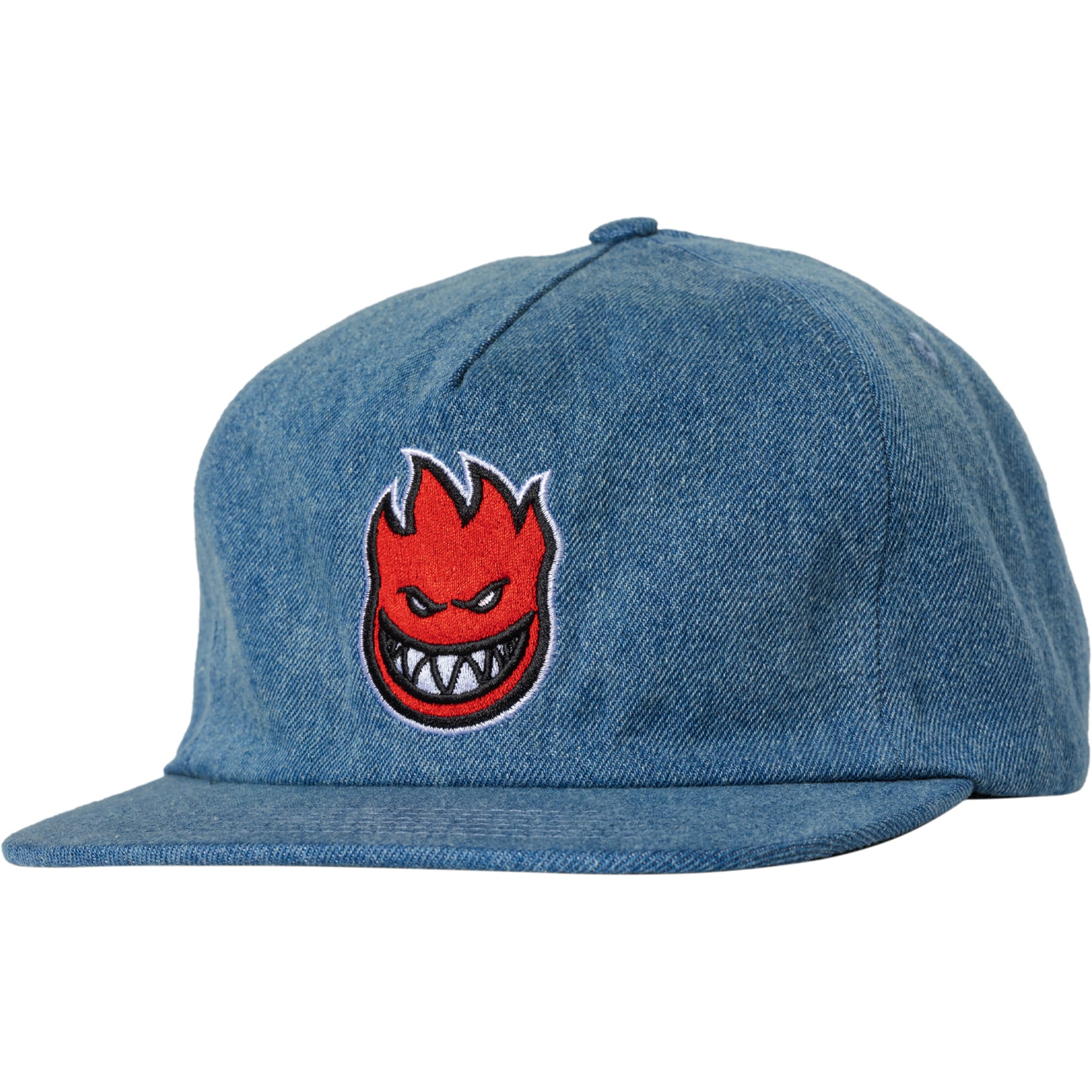 Spitfire Bighead Fill Snapback Hat Washed Denim Red Hat