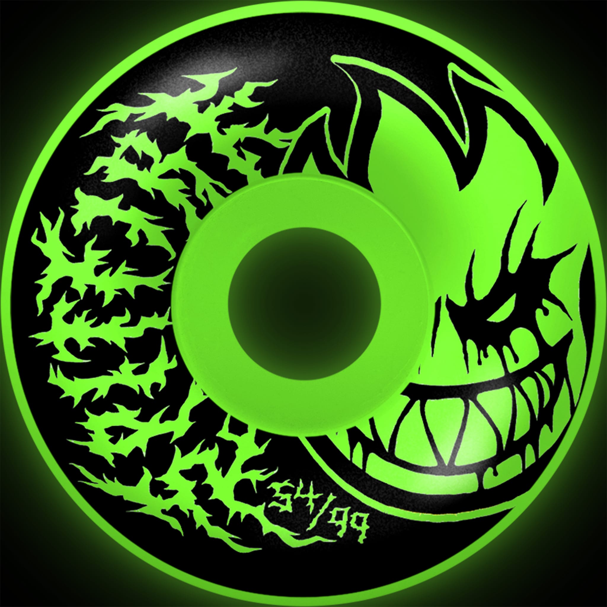 Spitfire Formula Four 99d Deathmask II Bighead Glow Radial Full Skateboard Wheels 54mm Skateboard Wheels