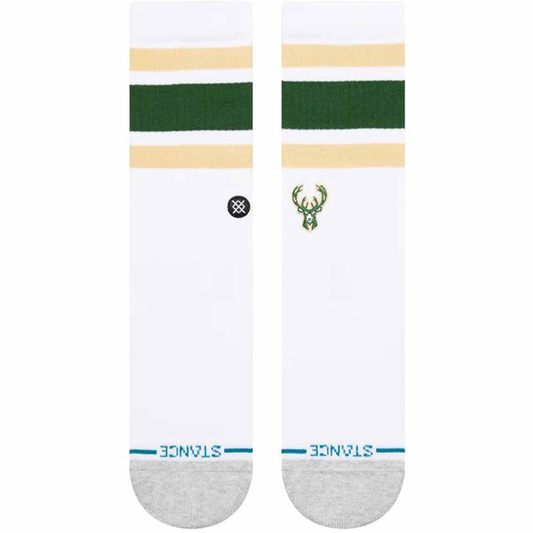 Stance X NBA Tube Crew Sock White Milwaukee Bucks Socks