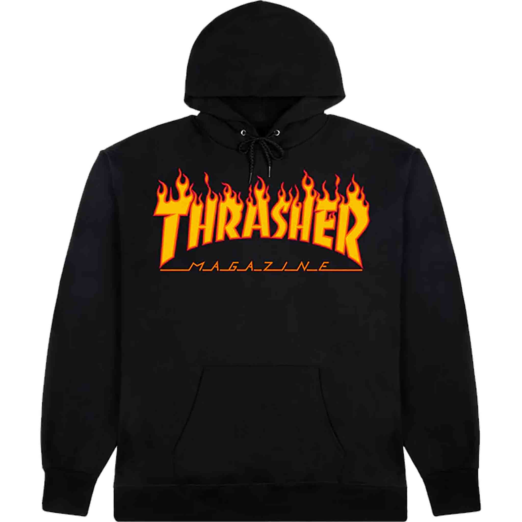 Thrasher Flame Logo Hood Black Sweatshirts