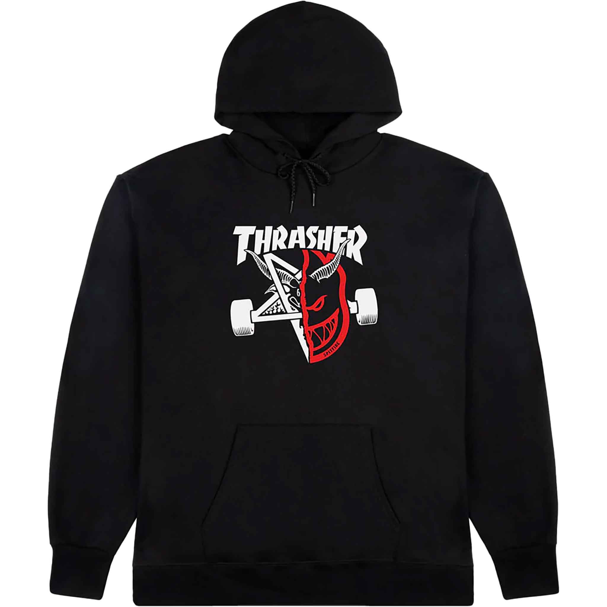 Thrasher X Spitfire Thrash And Burn Hoodie Black Sweatshirts