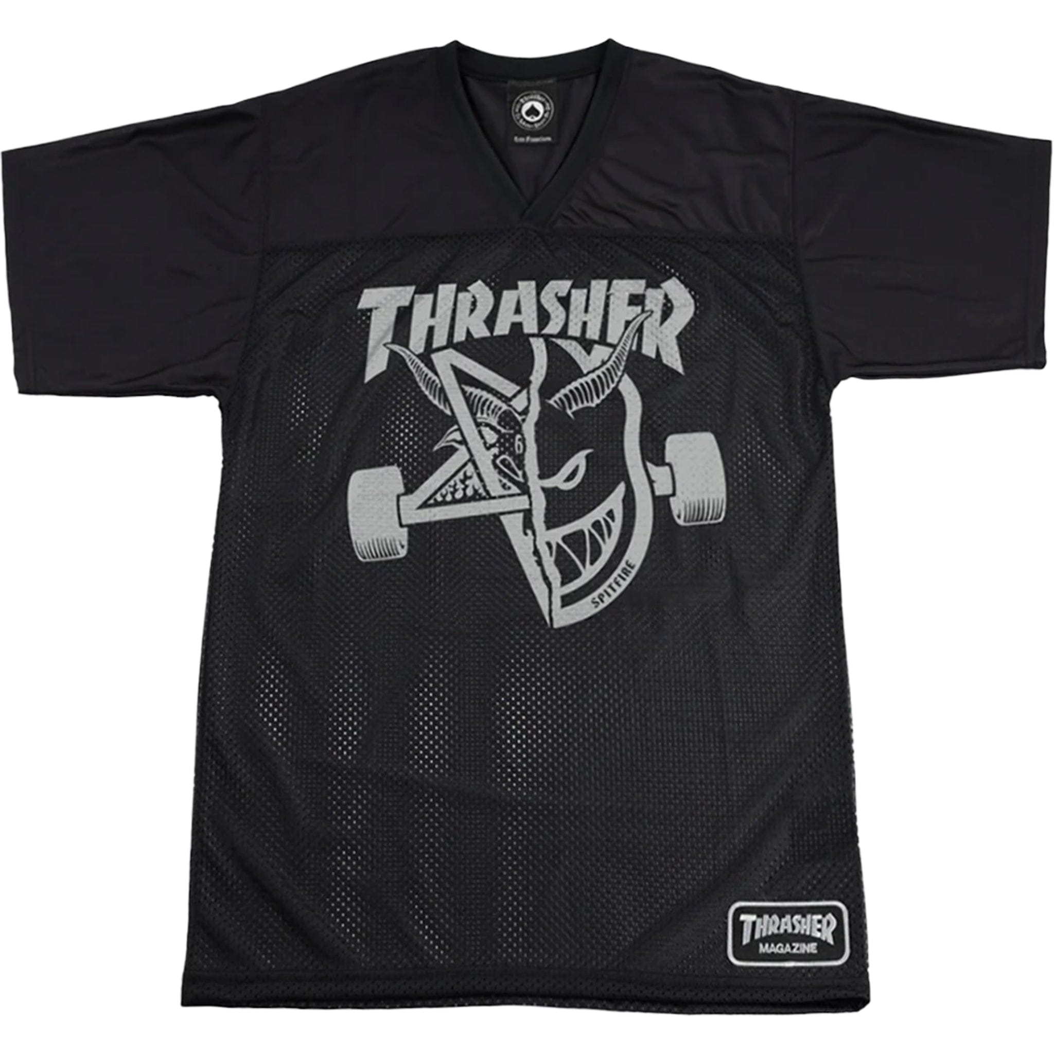 Thrasher X Spitfire Thrash & Burn Jersey Black T Shirts