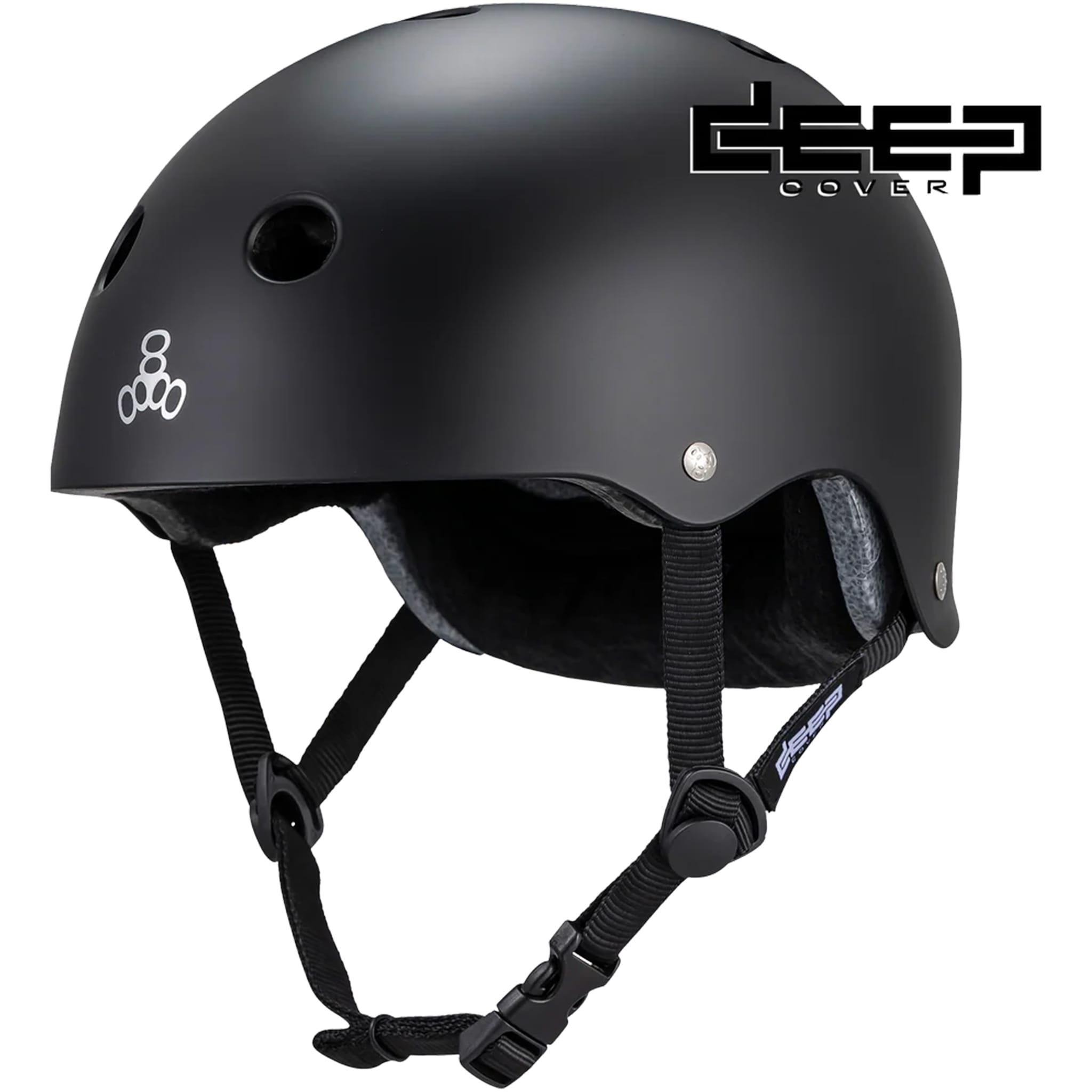 Triple 8 Deep Cover Helmet Black Matte Skateboard Helmet