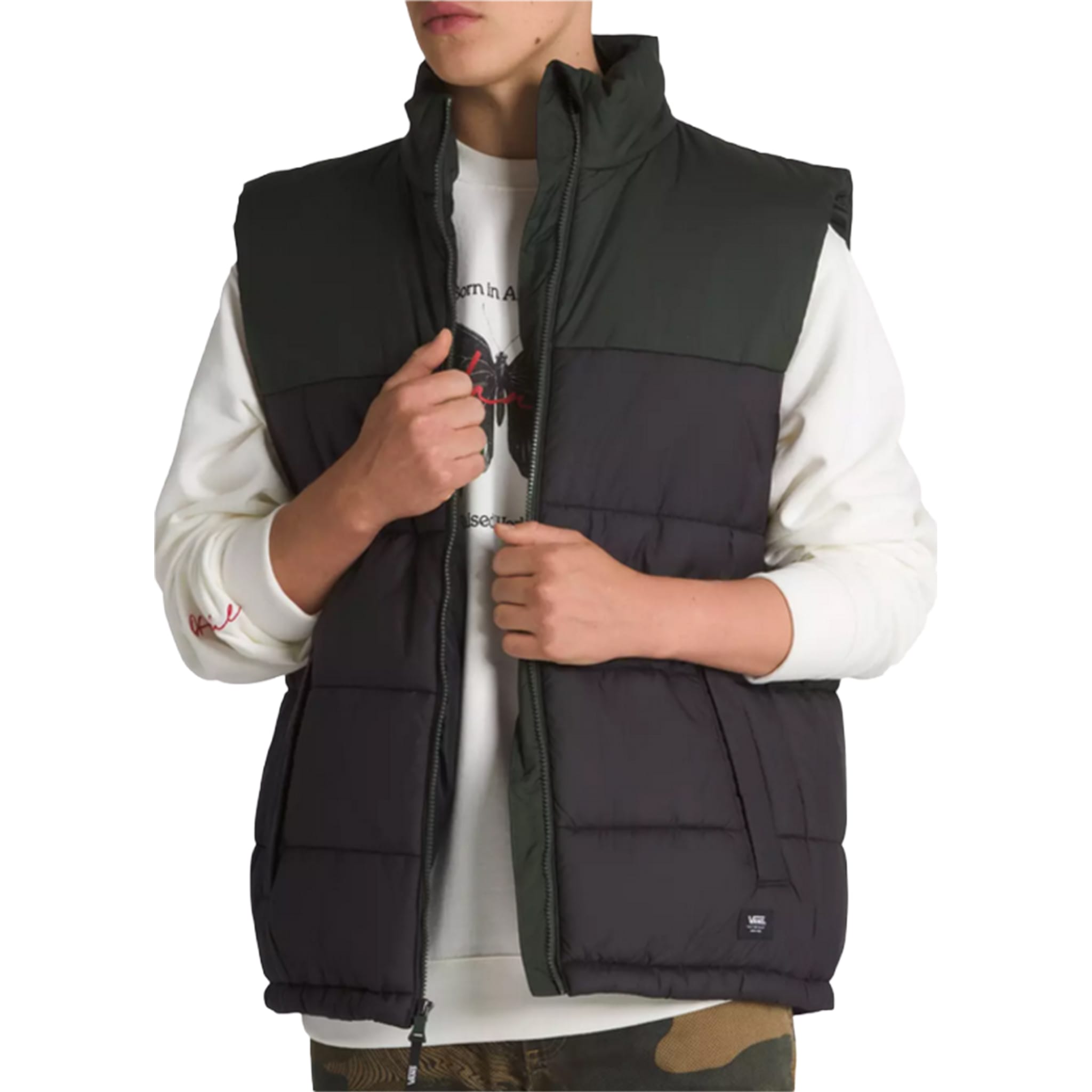 Vans No Hood Norris MTE-1 Vest Black Deep Forest Mens Thermal