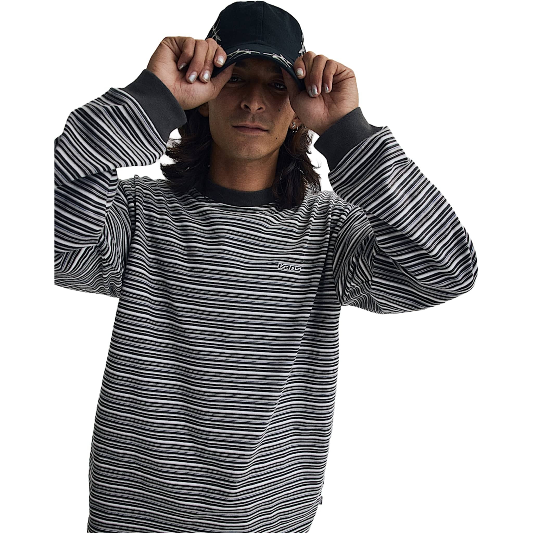 Vans Wesley Stripe Long Sleeve Knit Shirt Faded Black Sweatshirts