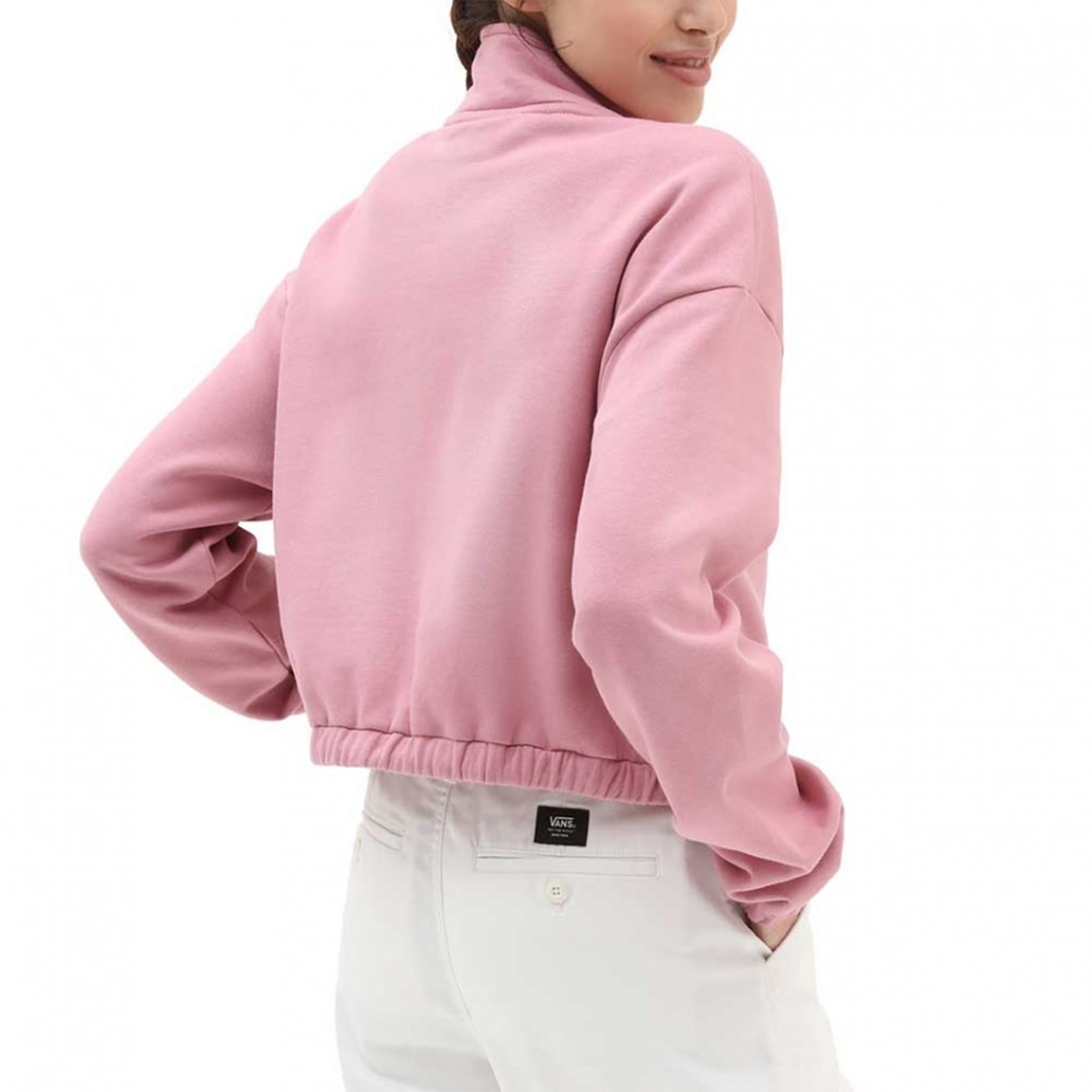 Vans Women's Left Chest Half Zip Fleece Pink Womens Apparel