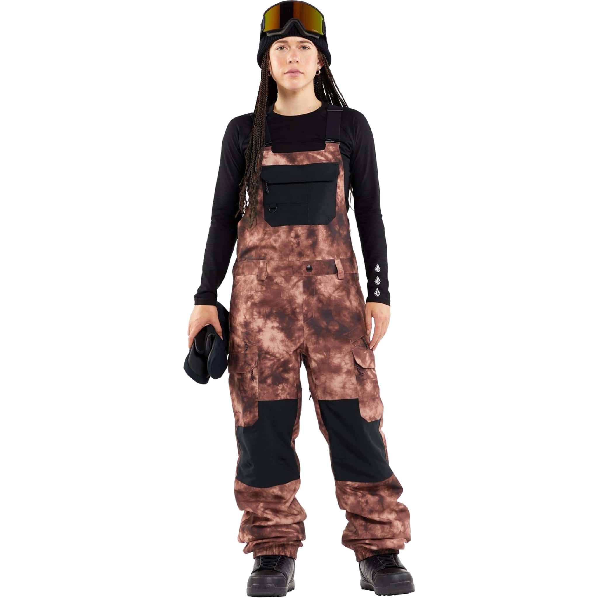 Volcom Creston 3D Stretch Bib Overall Pink Salt Wash 2024 Womens Snowboard Pants