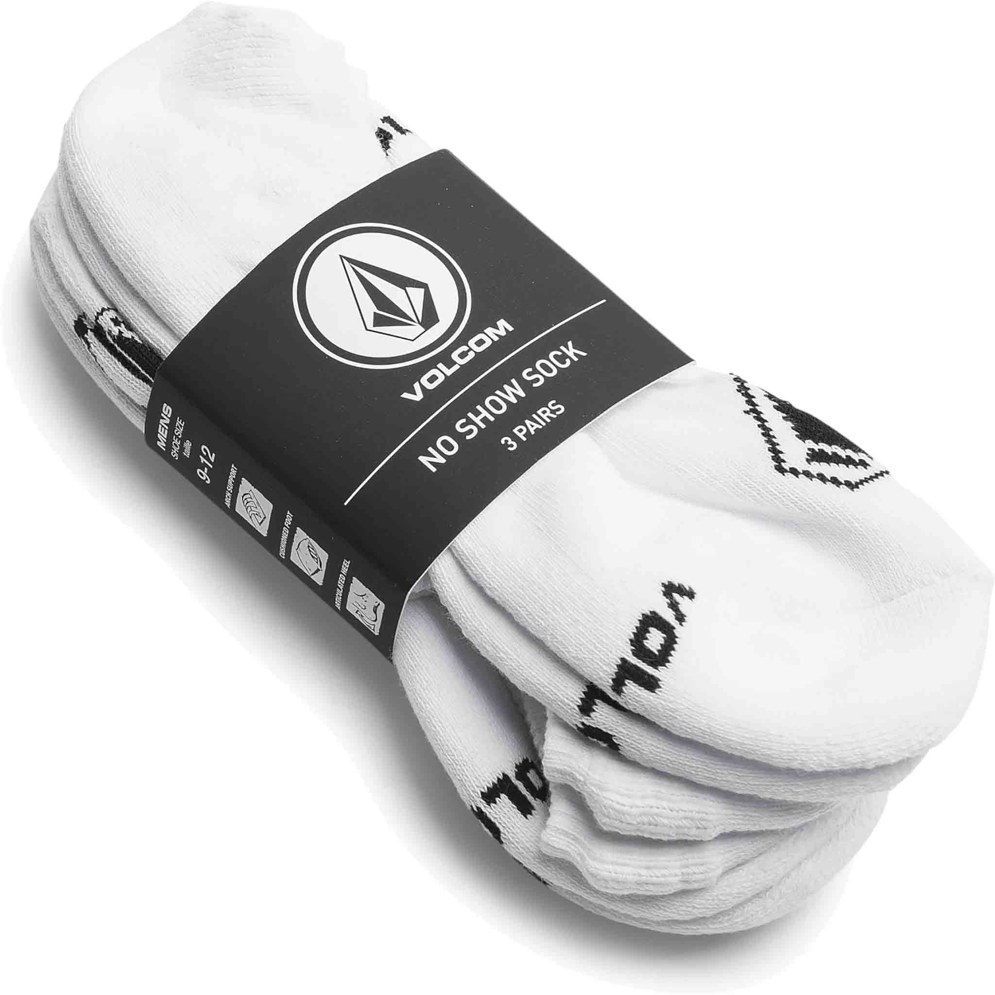 Volcom Stones No Show Socks 3 Pack White Socks