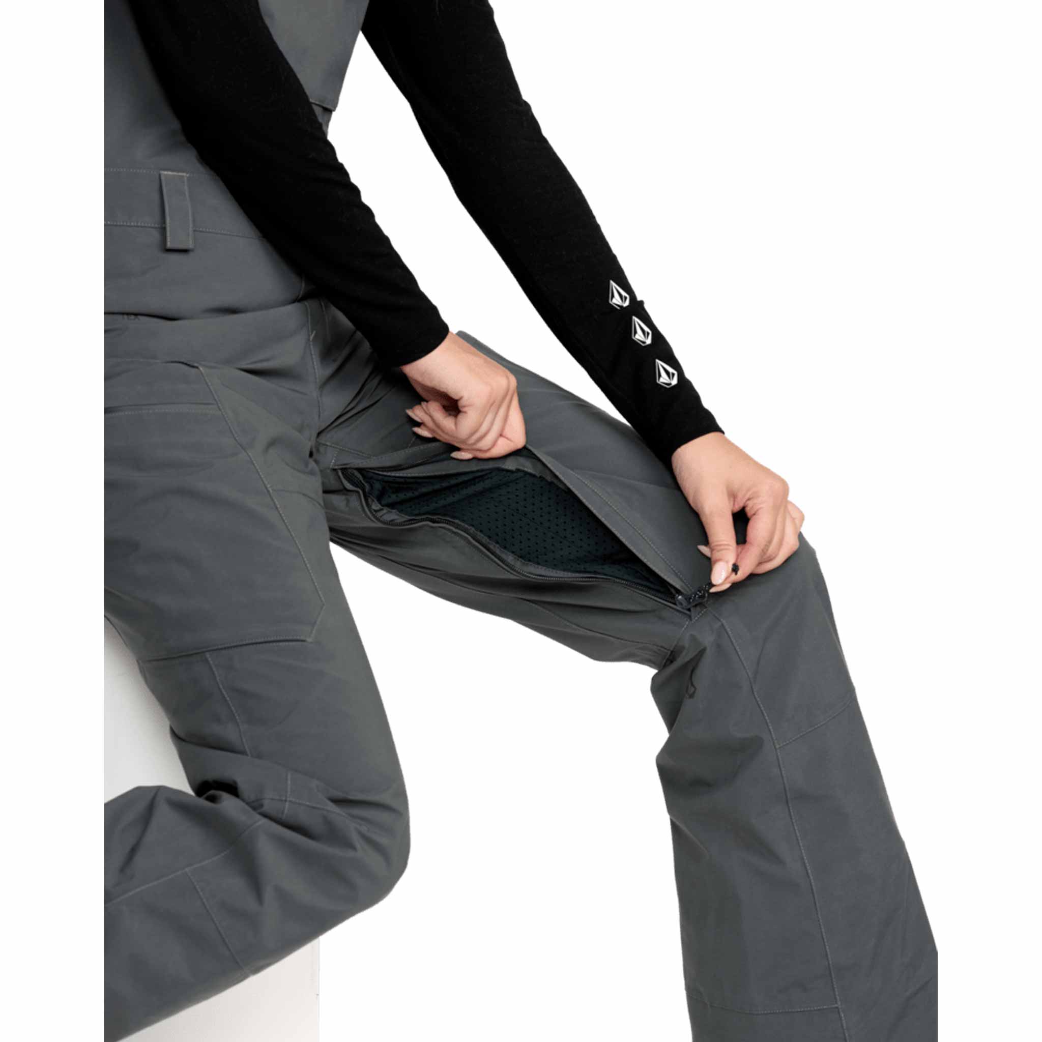 Volcom Womens Ash Stretch Gore Bib Overall Dark Grey 2026 Womens Snowboard Pants