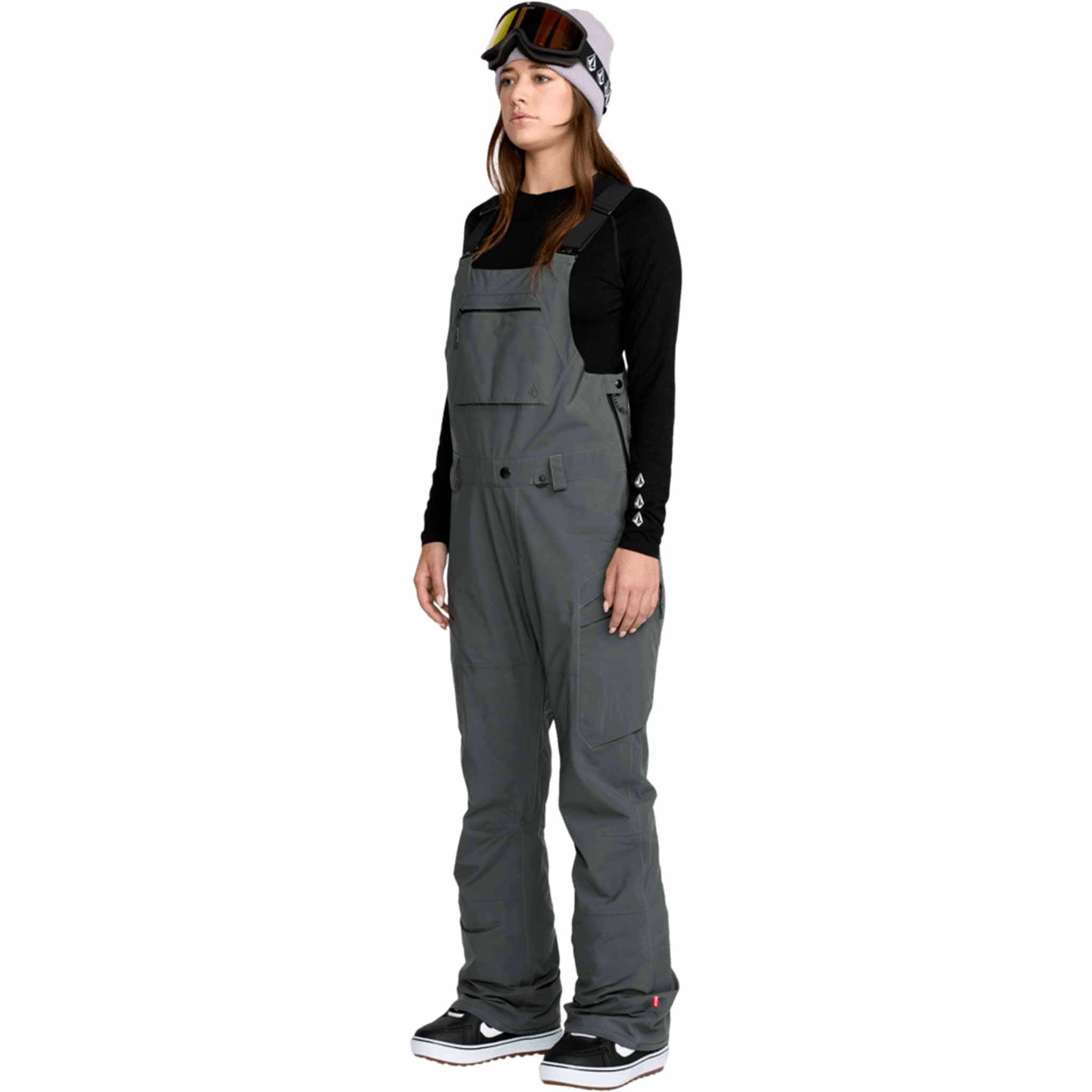 Volcom Womens Ash Stretch Gore Bib Overall Dark Grey 2026 Womens Snowboard Pants