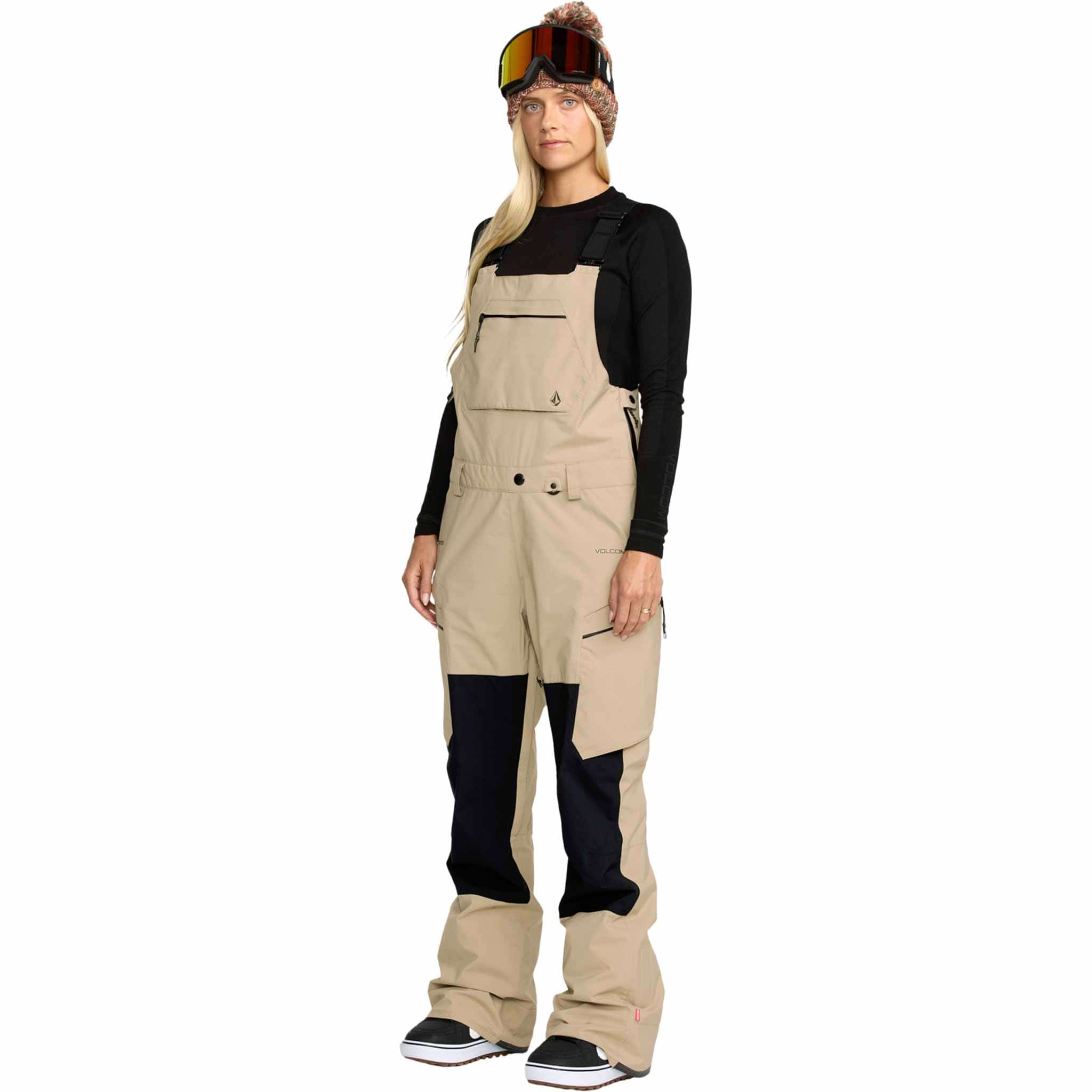 Volcom Womens Ash Stretch Gore Bib Overall Oatmeal 2026 Womens Snowboard Pants