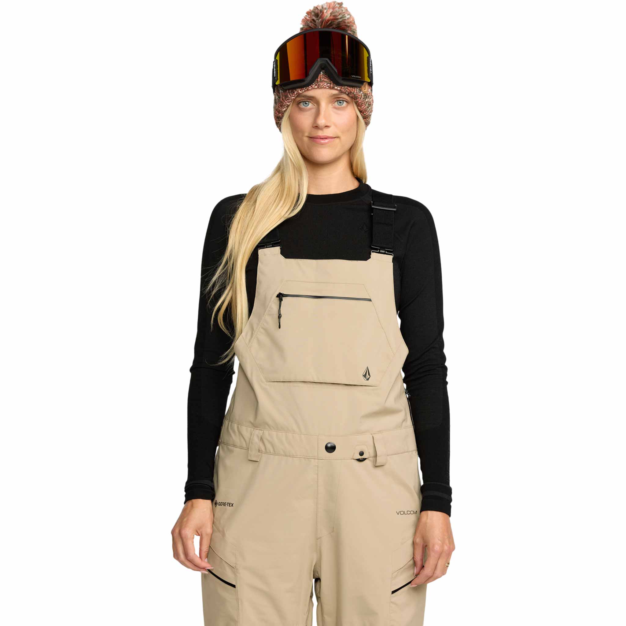 Volcom Womens Ash Stretch Gore Bib Overall Oatmeal 2026 Womens Snowboard Pants