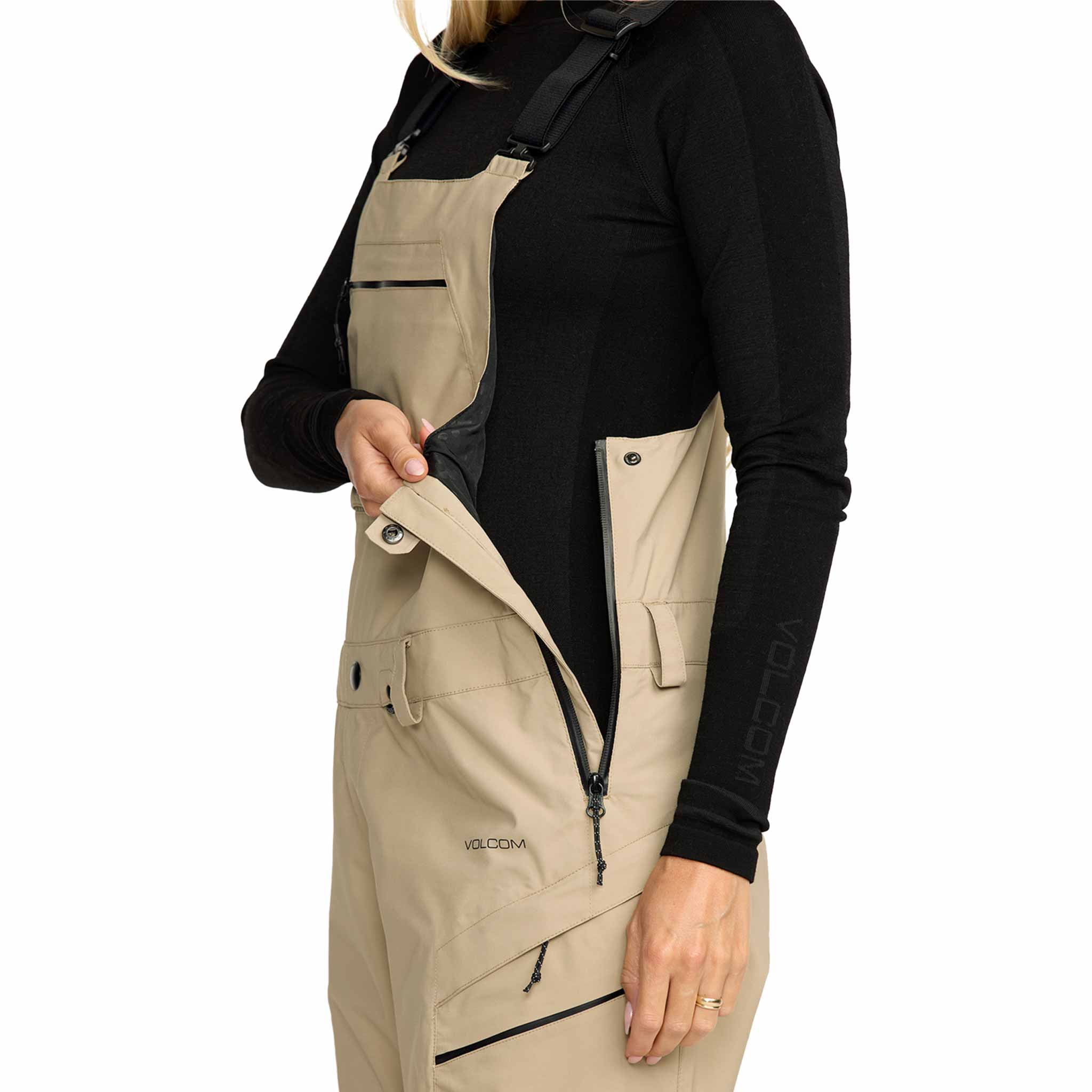 Volcom Womens Ash Stretch Gore Bib Overall Oatmeal 2026 Womens Snowboard Pants