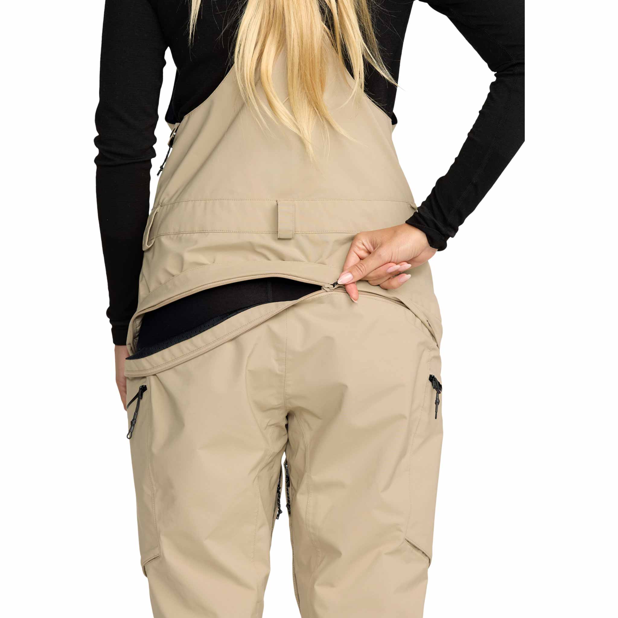 Volcom Womens Ash Stretch Gore Bib Overall Oatmeal 2026 Womens Snowboard Pants