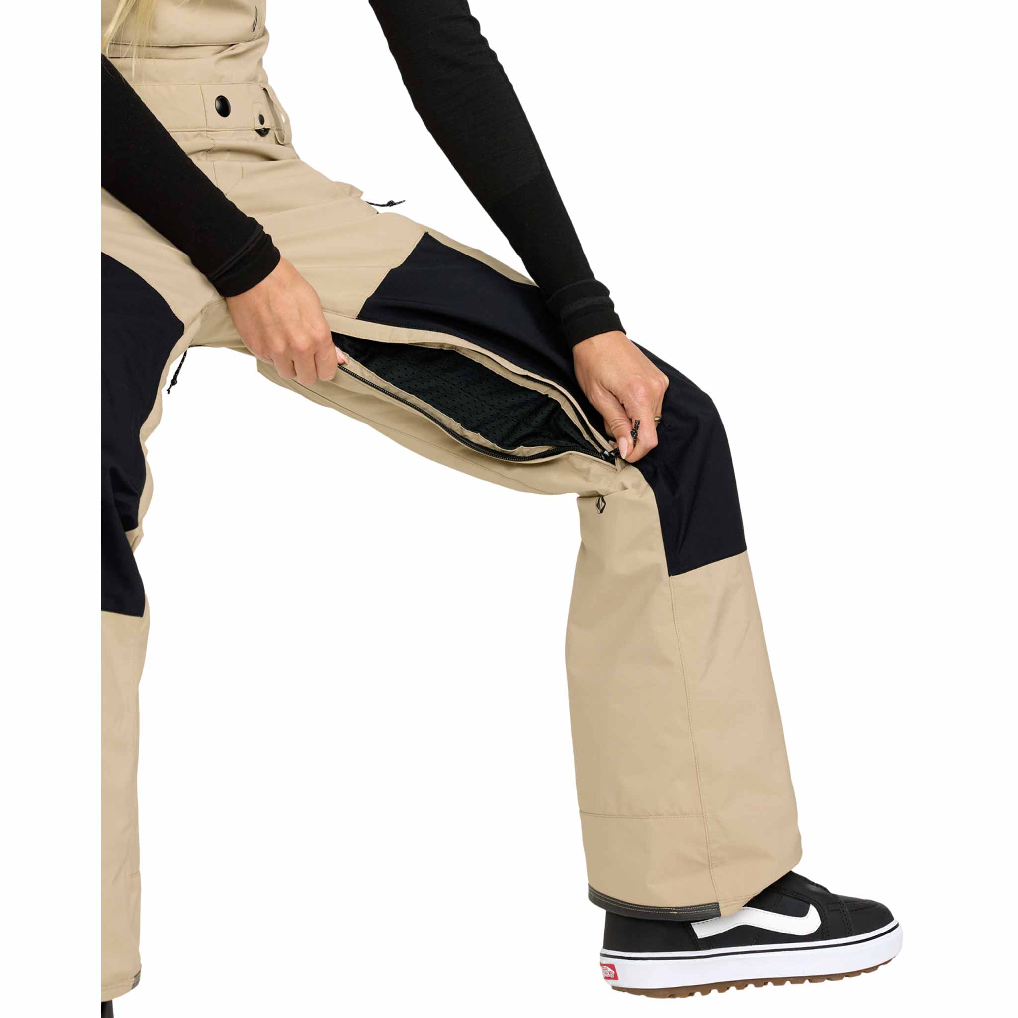 Volcom Womens Ash Stretch Gore Bib Overall Oatmeal 2026 Womens Snowboard Pants