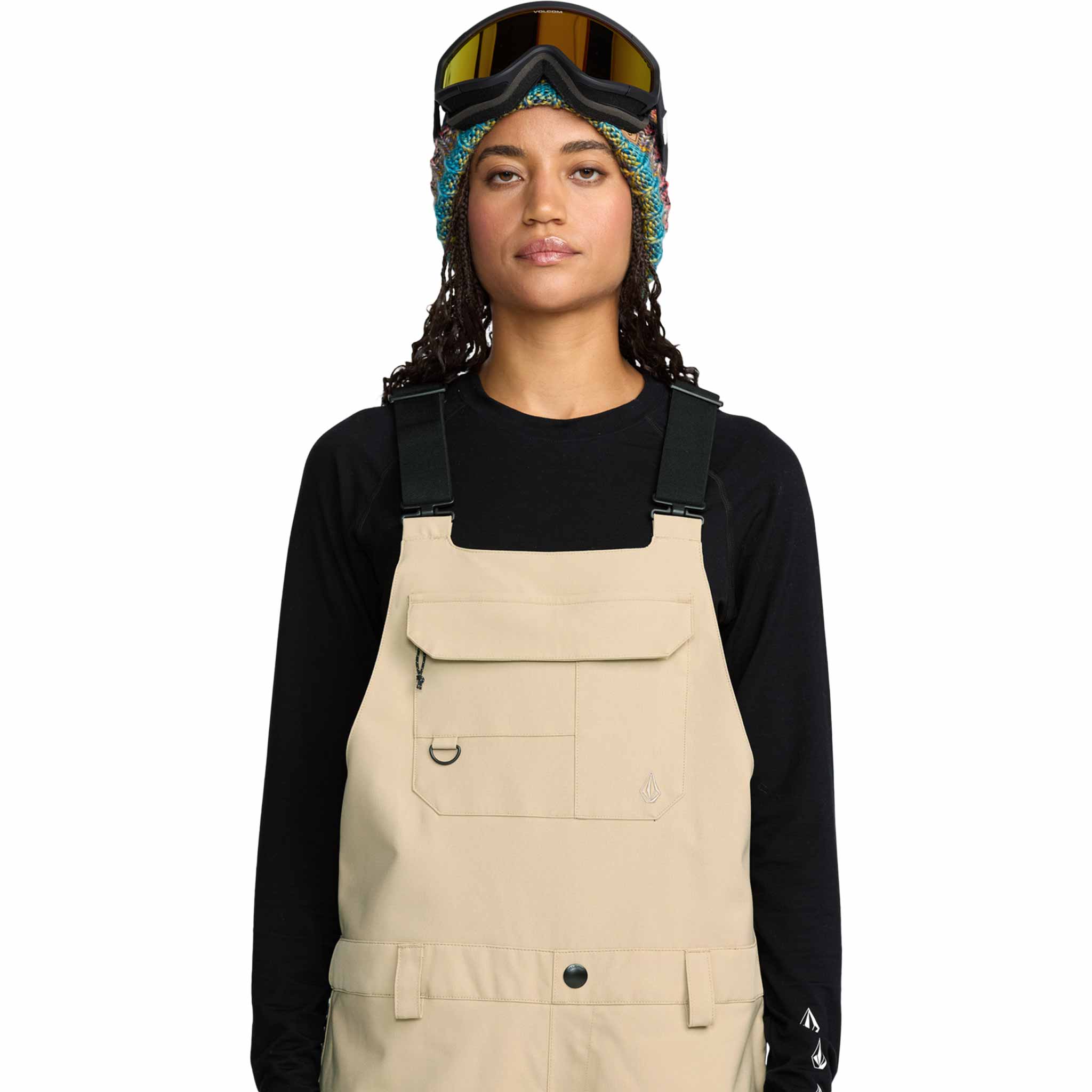 Volcom Womens Creston 3D Stretch Bib Overall Oatmeal 2026 Womens Snowboard Pants