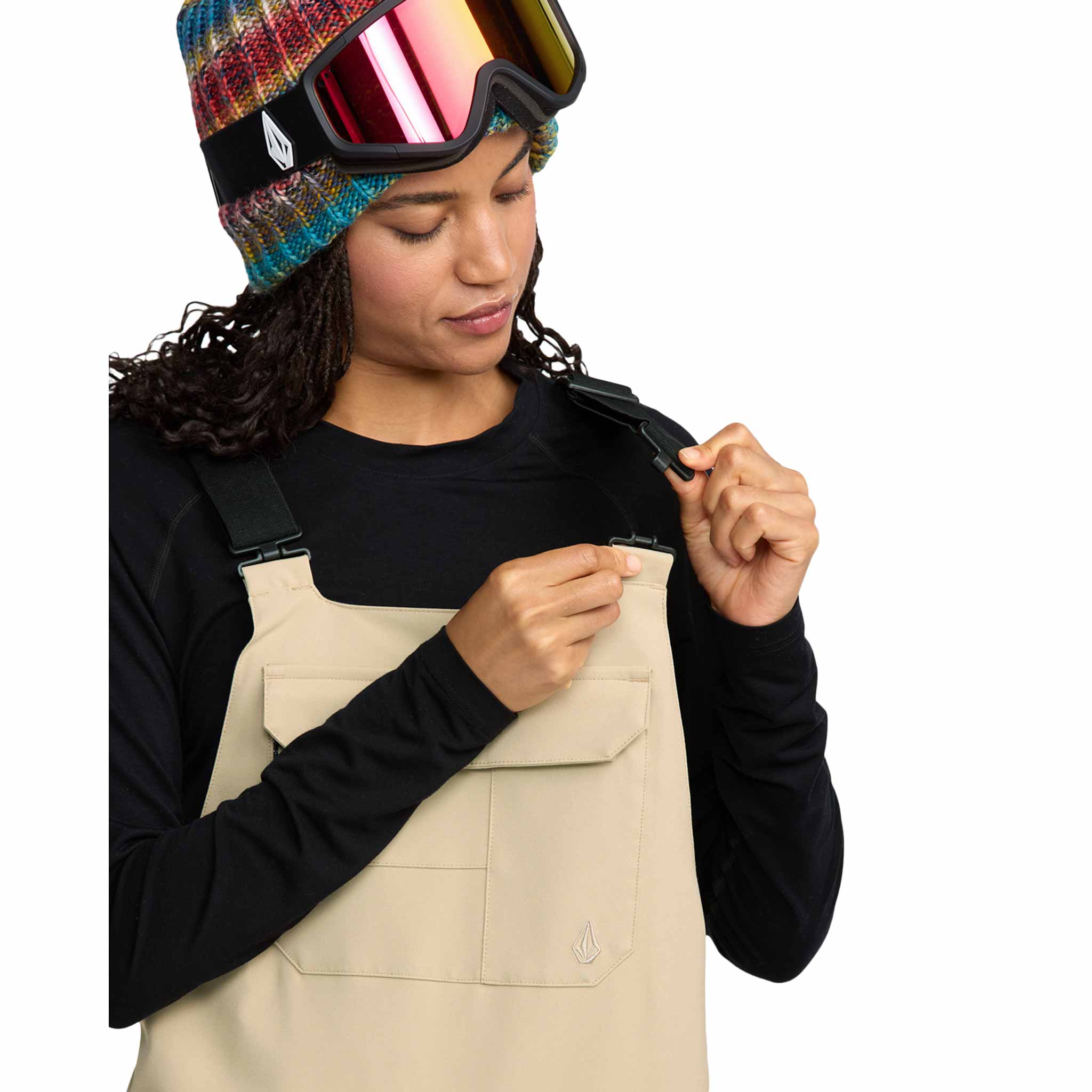 Volcom Womens Creston 3D Stretch Bib Overall Oatmeal 2026 Womens Snowboard Pants