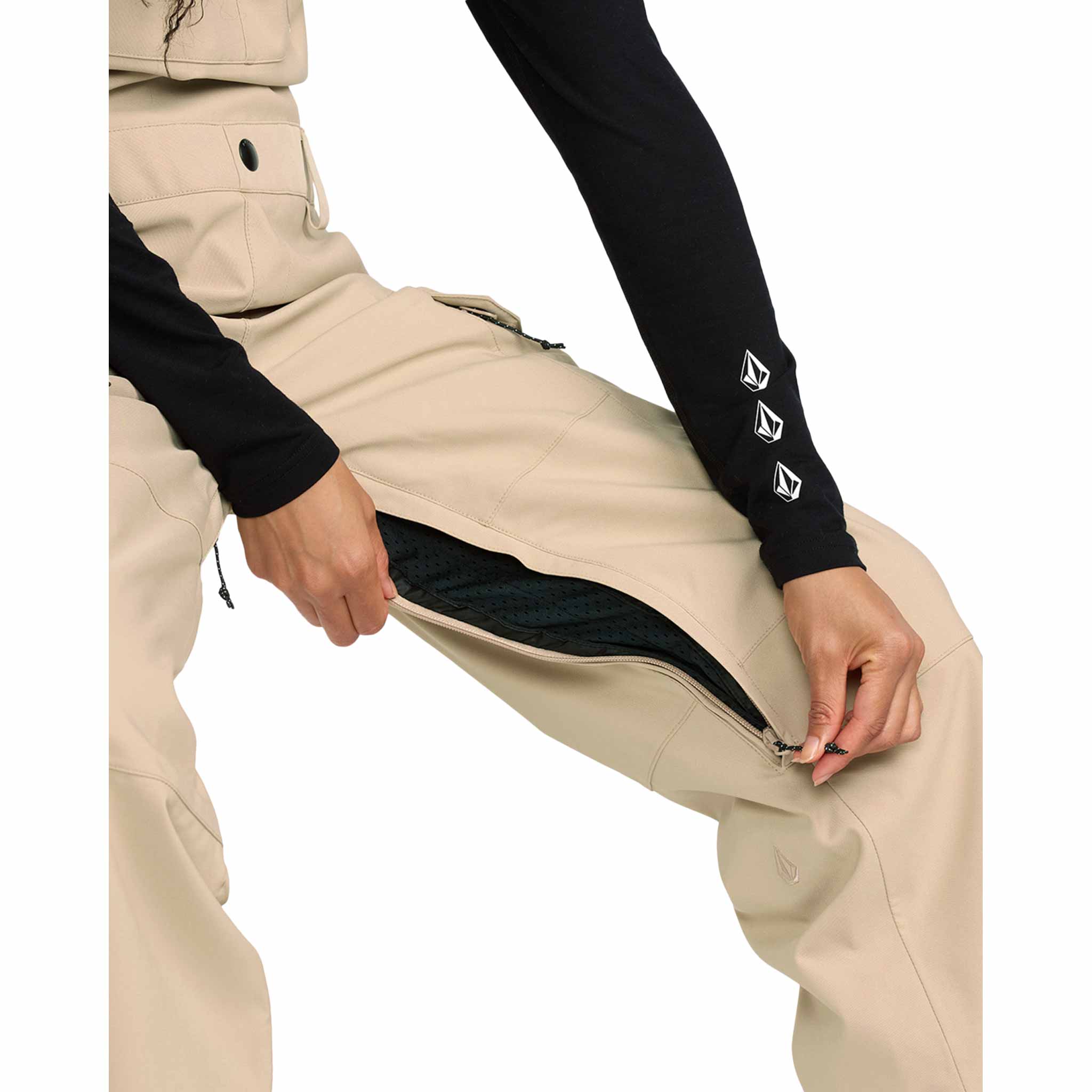 Volcom Womens Creston 3D Stretch Bib Overall Oatmeal 2026 Womens Snowboard Pants