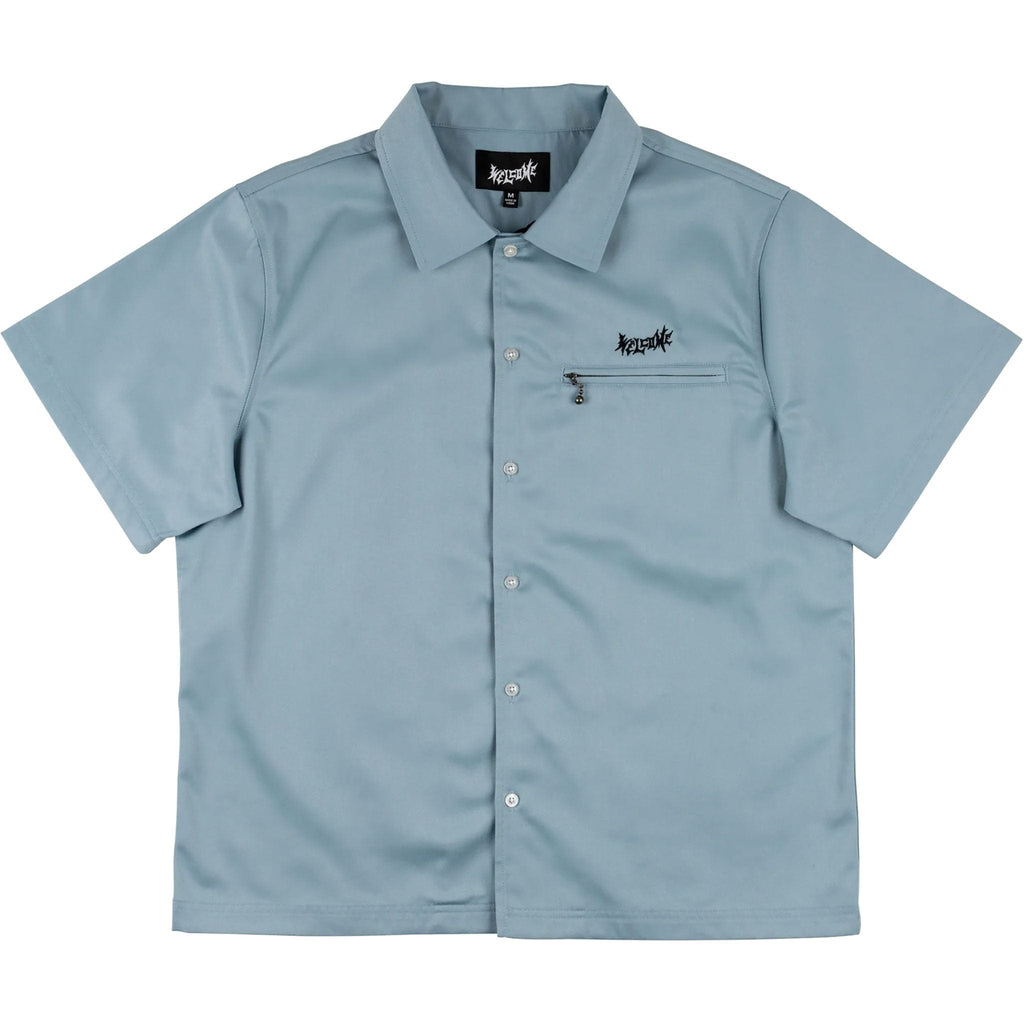 Welcome Mace Embroidered Twill Work Shirt Slate Button Up
