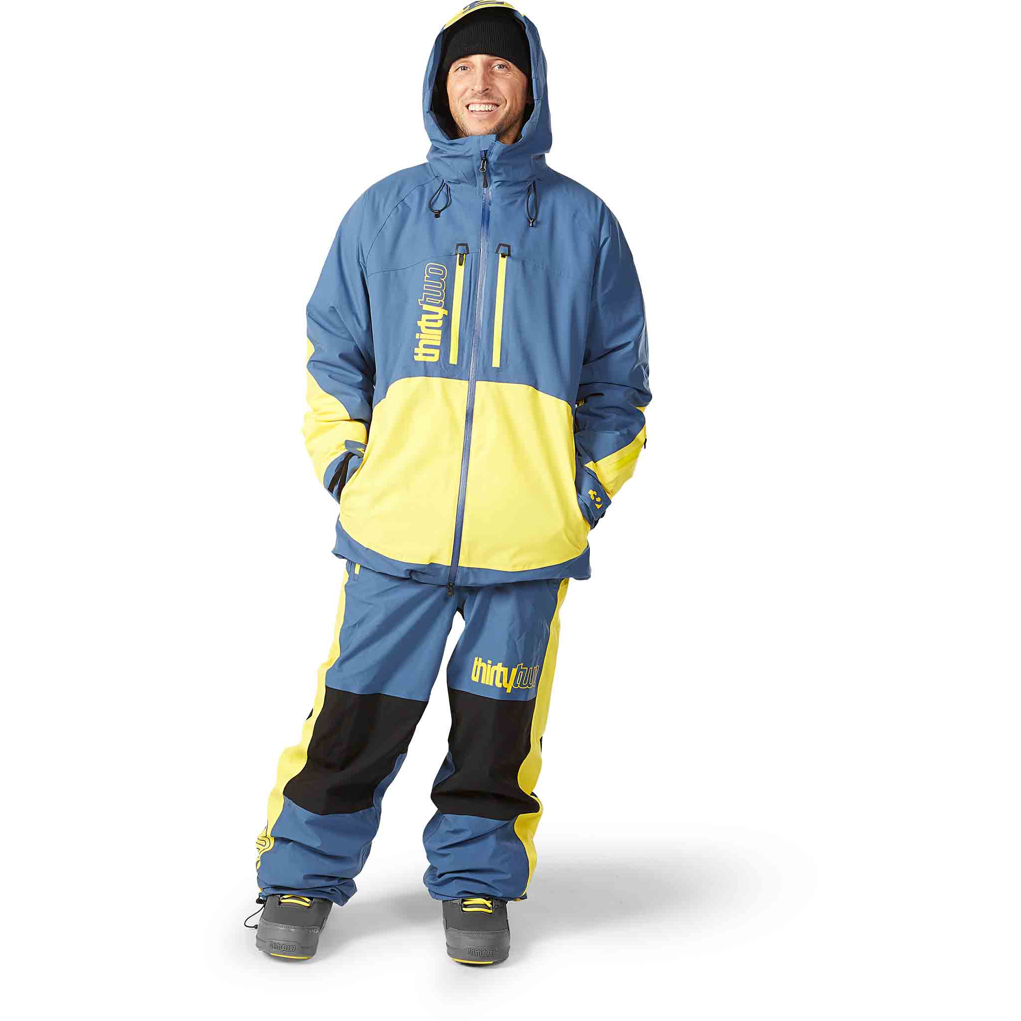 32 Lashed Insulated Jacket Blue Yellow 2024 Mens Snowboard Pants