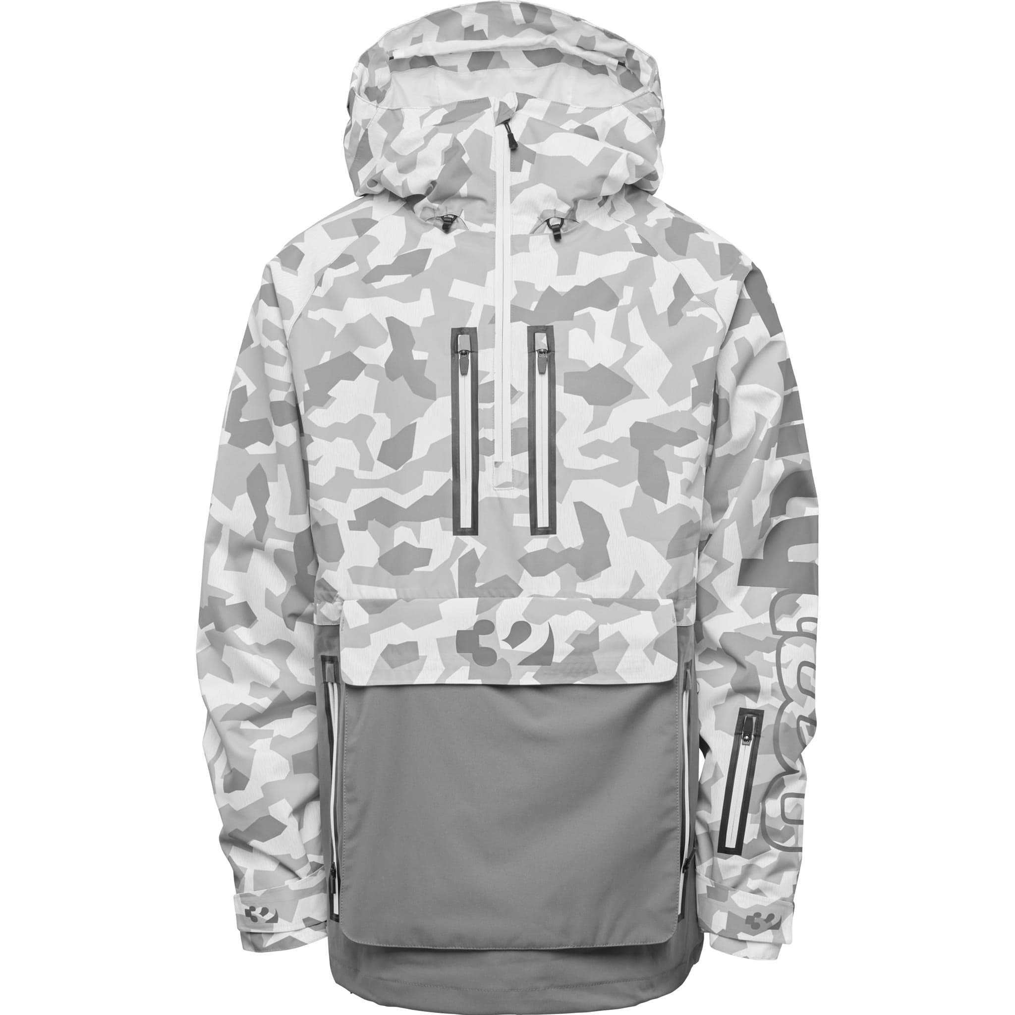 32 Light Anorak White Camo Mens Snowboard Coat