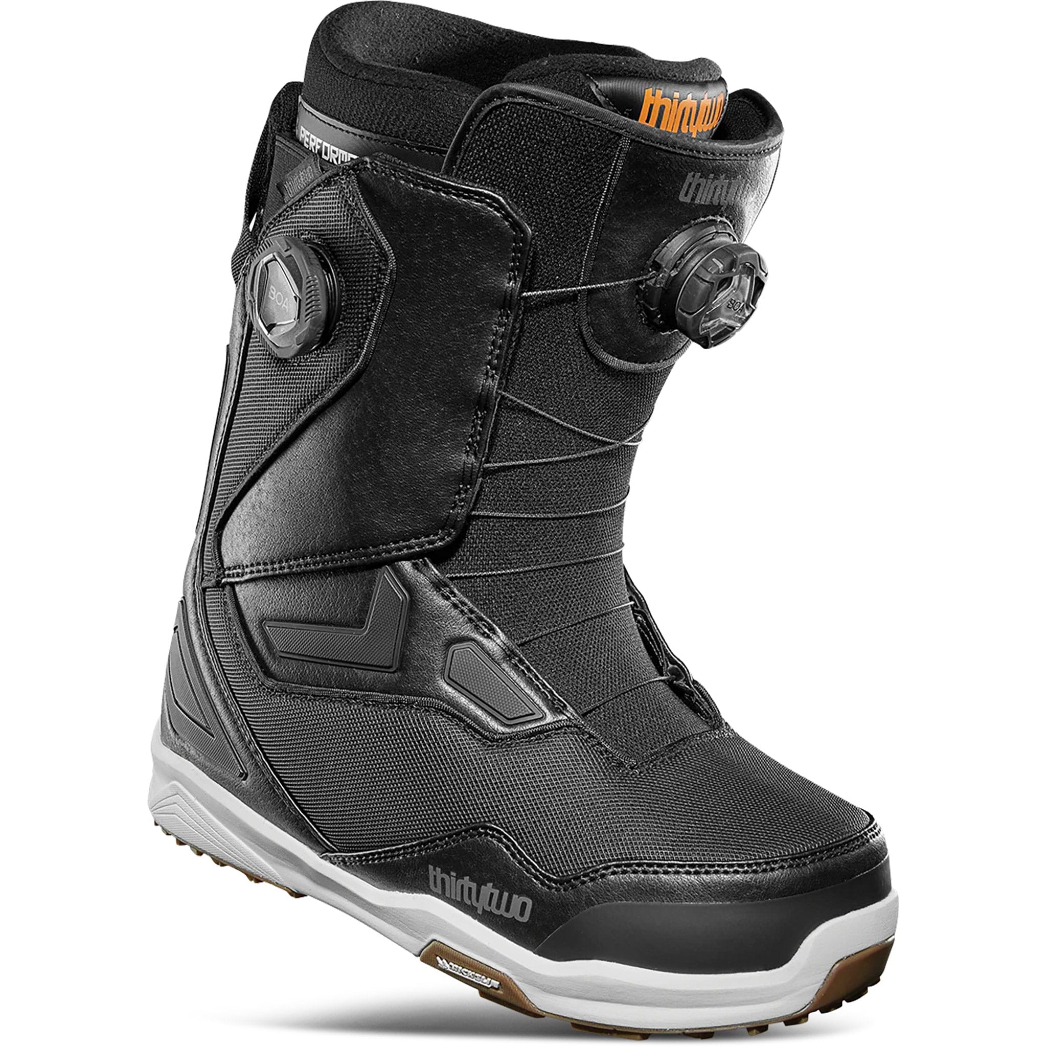 32 TM-2 Double Boa Wide Snowboard Boot Black White Gum 2025 Mens Boots