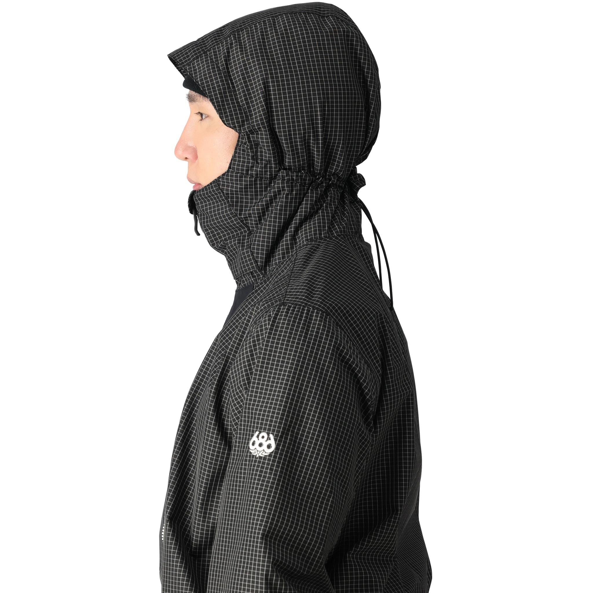 686 Ghost 2.5L Anorak Black Grid Colorblock 2025 Mens Snowboard Coat