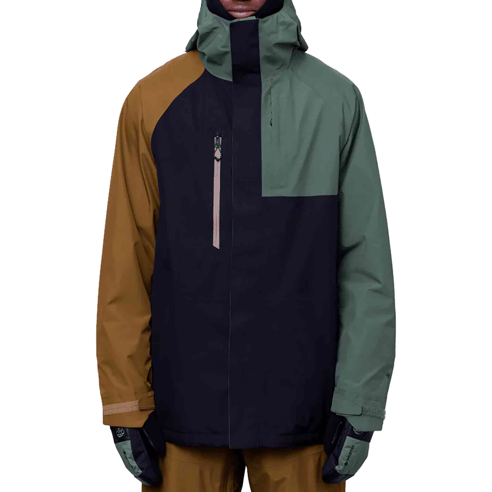 686 Gore-Tex Core Shell Jacket Cypress Black Colorblock Mens Snowboard Coat