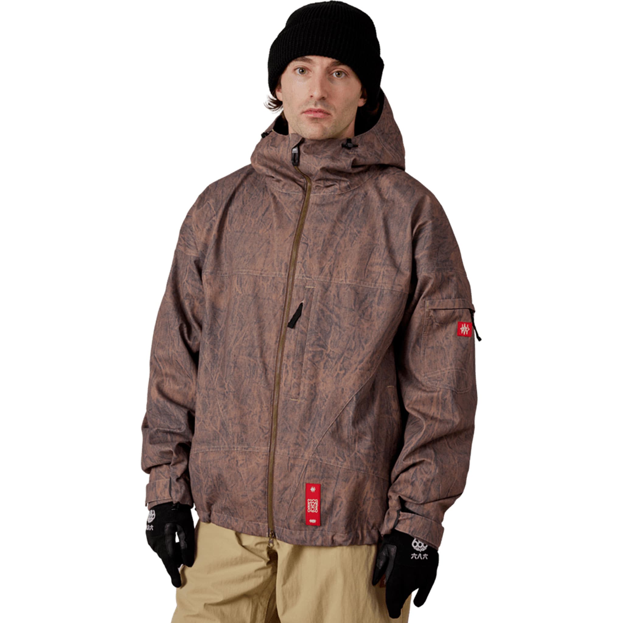 686 Men's 686 Dojo Shell Jacket Brown Crinkle Wash 2027 - Sanction