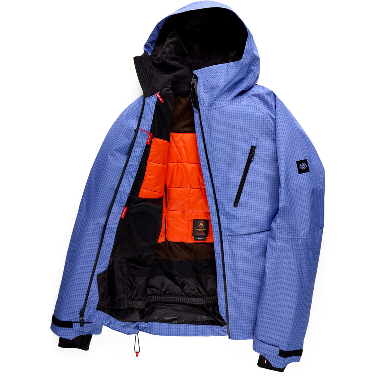 686 Men's Hydra Thermagraph Jacket Alpenglow Blue Grid 2027 Mens Snowboard Jackets