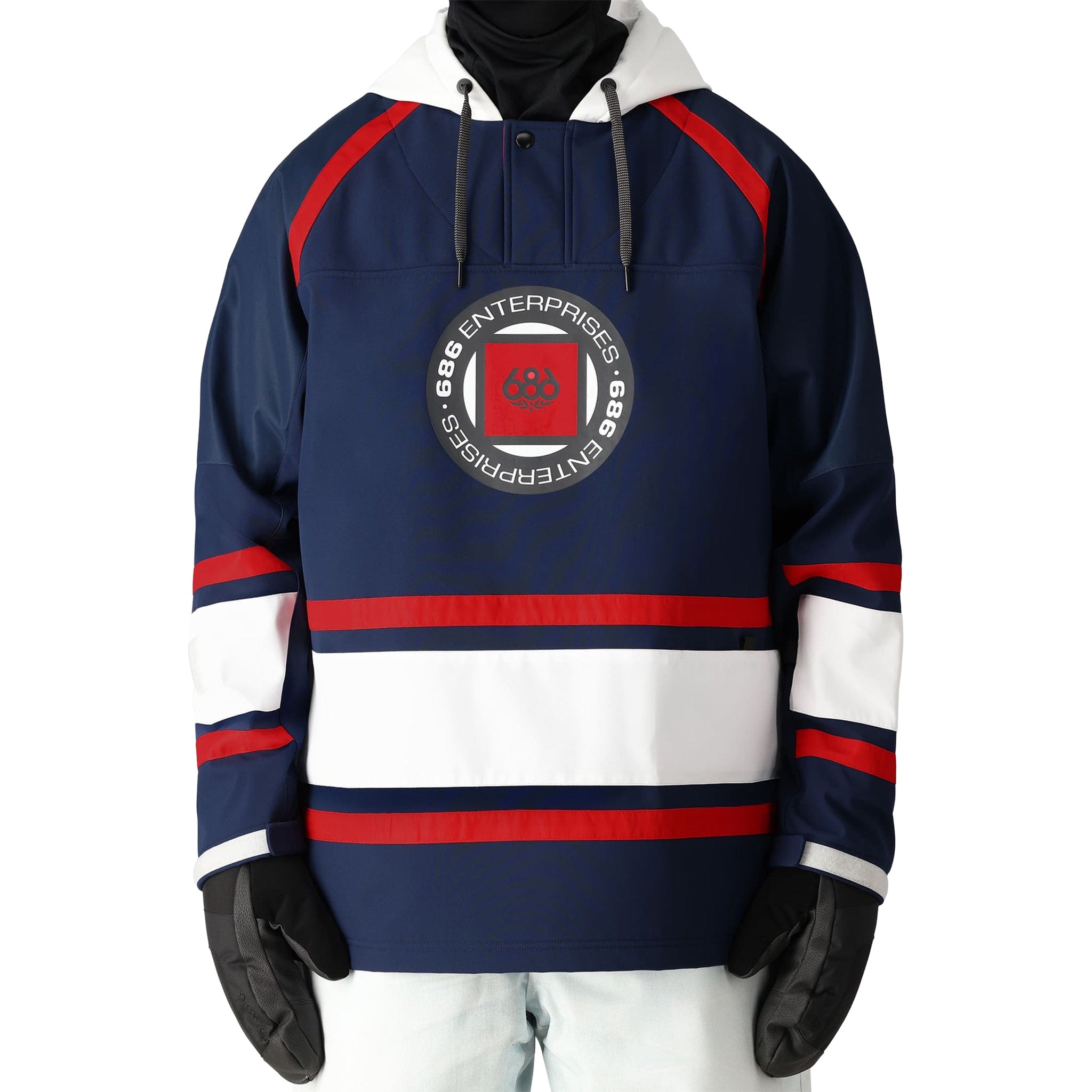 セール!美品686 Slapshot hoodie スノーボードウェアメンズのM 686 Men's Waterproof Slapshot Hoodie Navy Colourblock - Sanction
