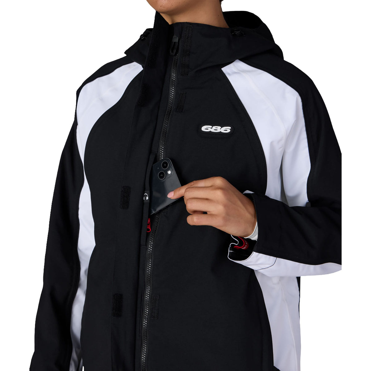 686 Women's Hologram Shell Jacket Black White Colorblock 2027 Womens Snowboard Jackets