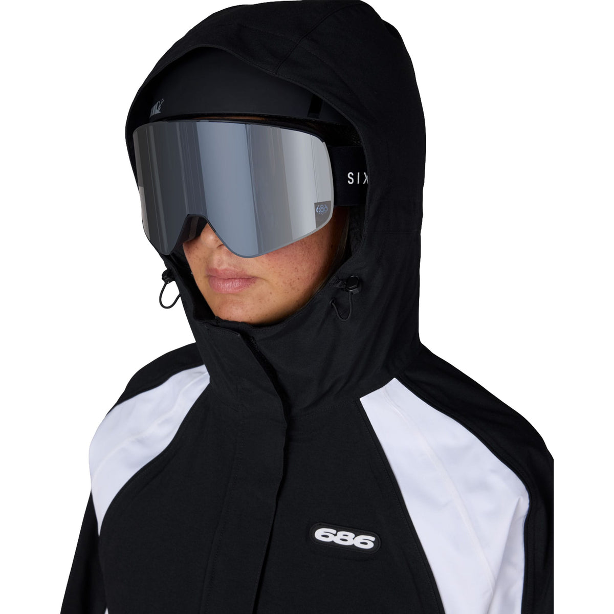 686 Women's Hologram Shell Jacket Black White Colorblock 2027 Womens Snowboard Jackets