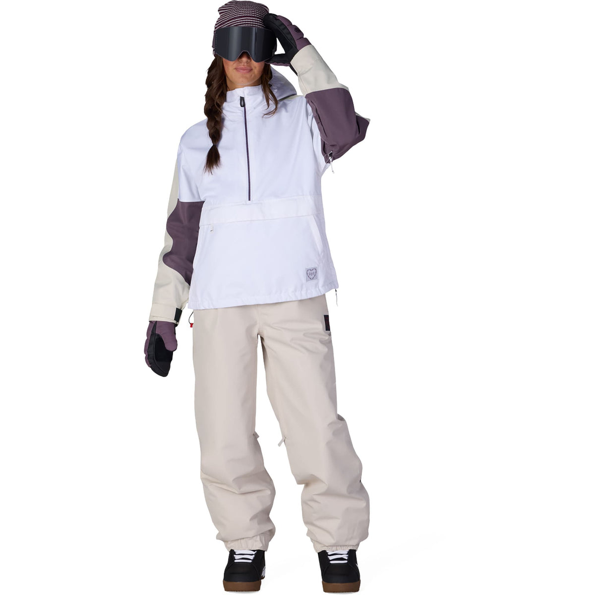 686 Women's Outline Shell Anorak White Colorblock 2027 Womens Snowboard Jackets