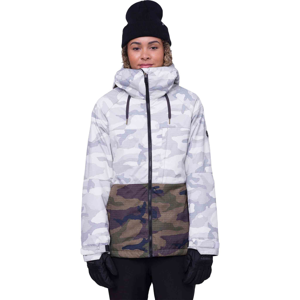 686 Womens Athena Insulated Jacket White Camo CLR Block Womens Snowboard Jacket