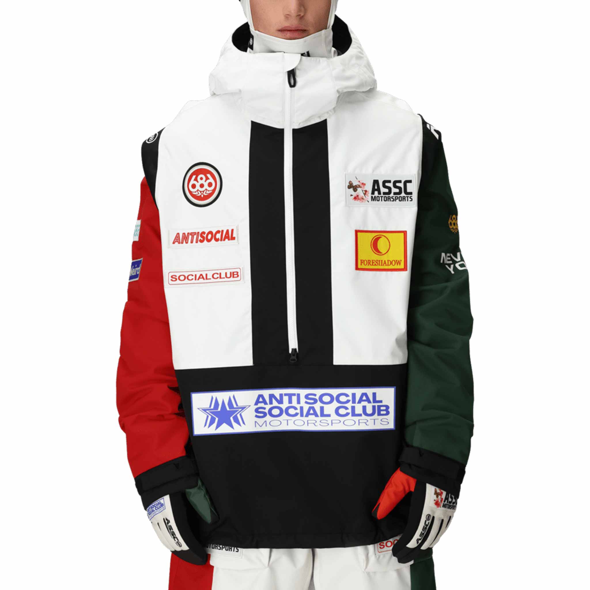 686 X ASSC F1 Shell Anorak White Colorblock 2026 Mens Snowboard Coat