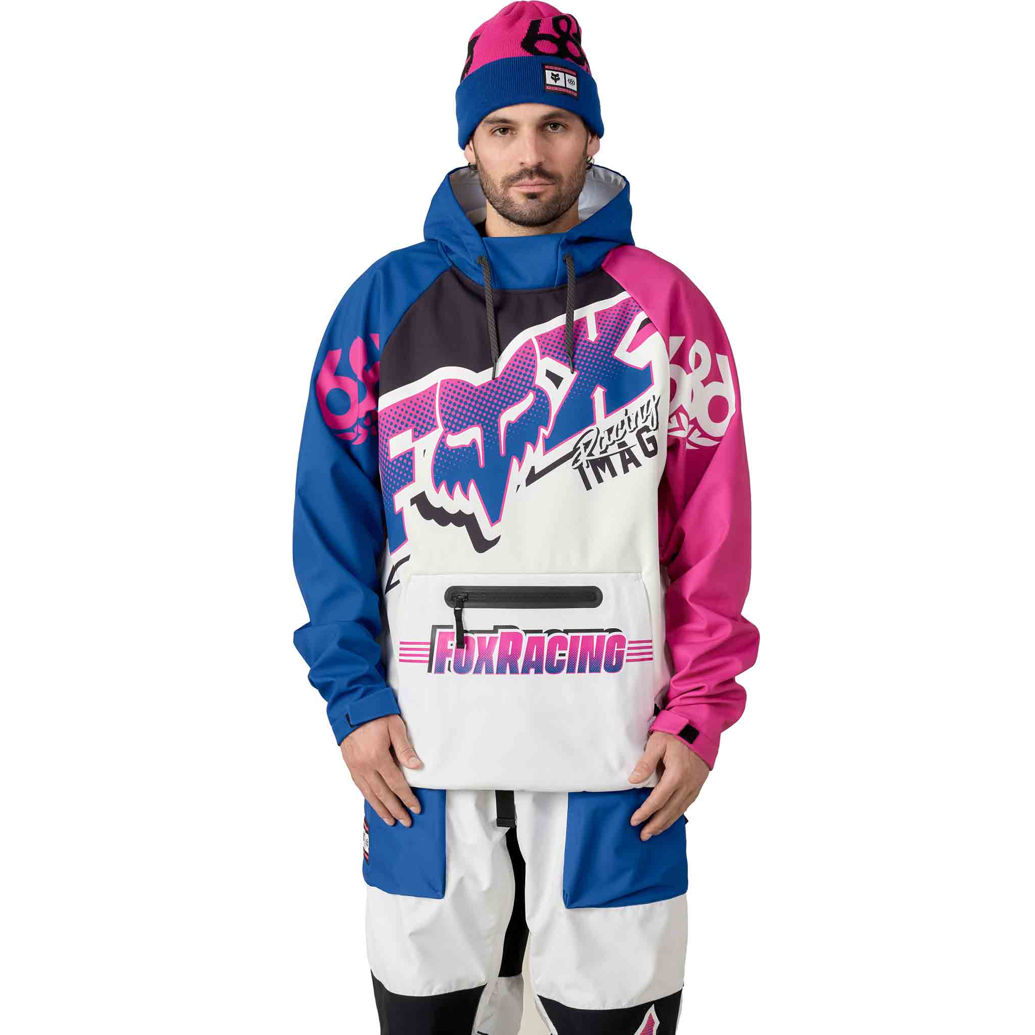 686 X Fox Racing Waterproof Hoody Fox White Colourblock Sweatshirts