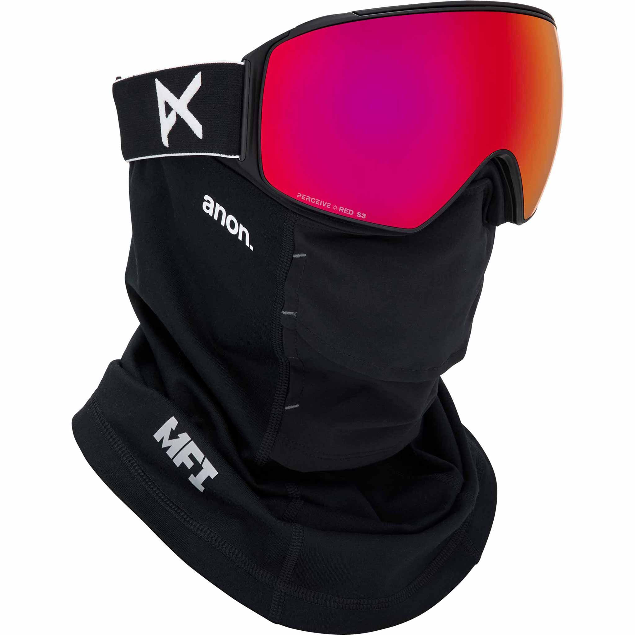 Anon M4 Toric Low Bridge Goggle + Bonus Lens + MFI Face Mask Black Perceive Sunny Red 2026 Goggles